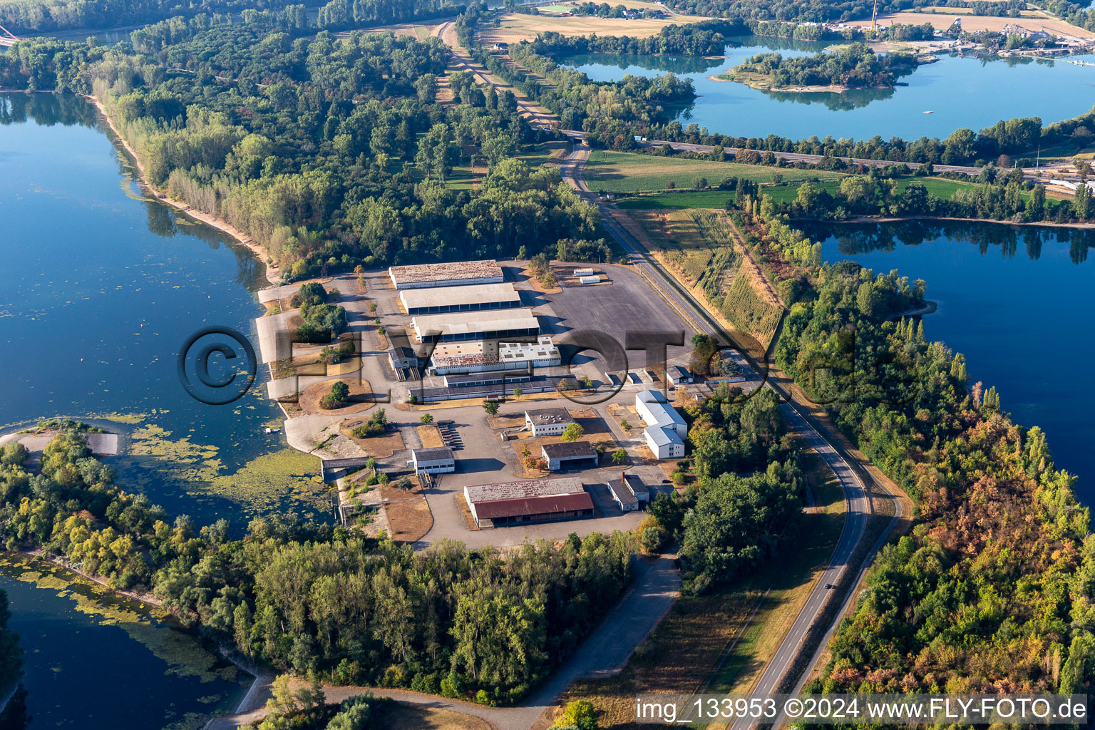 Vue aérienne de Aire d'entraînement aquatique de Reffenthal à Speyer dans le département Rhénanie-Palatinat, Allemagne