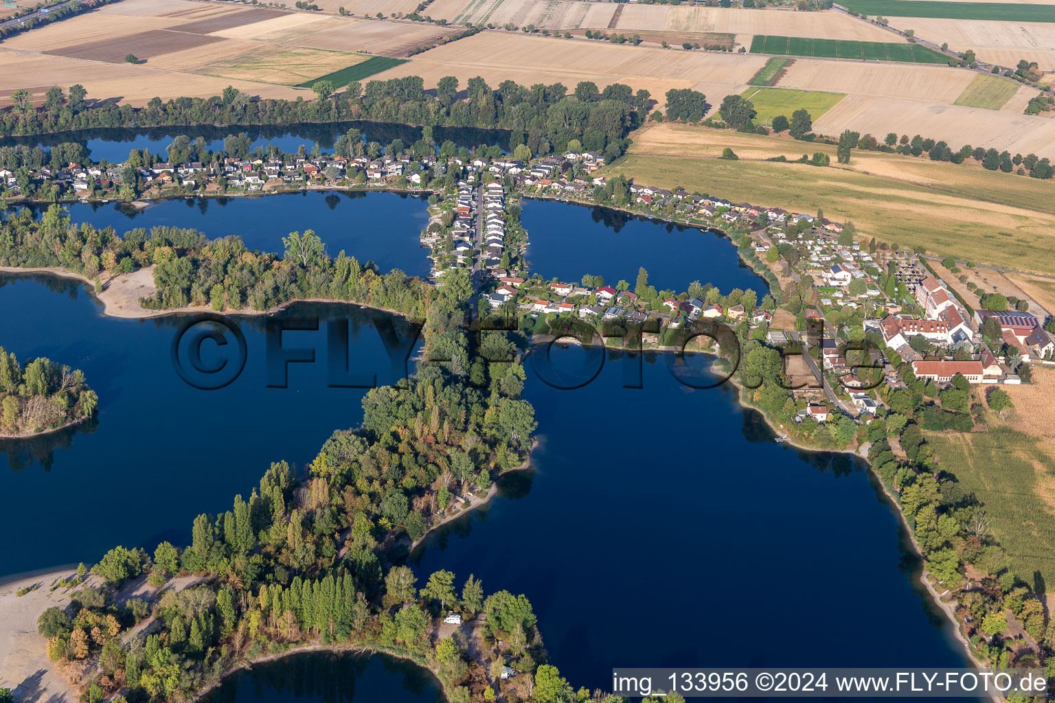 Vue aérienne de Binsfeld, Mondsee et Binsfeldsee à Speyer dans le département Rhénanie-Palatinat, Allemagne