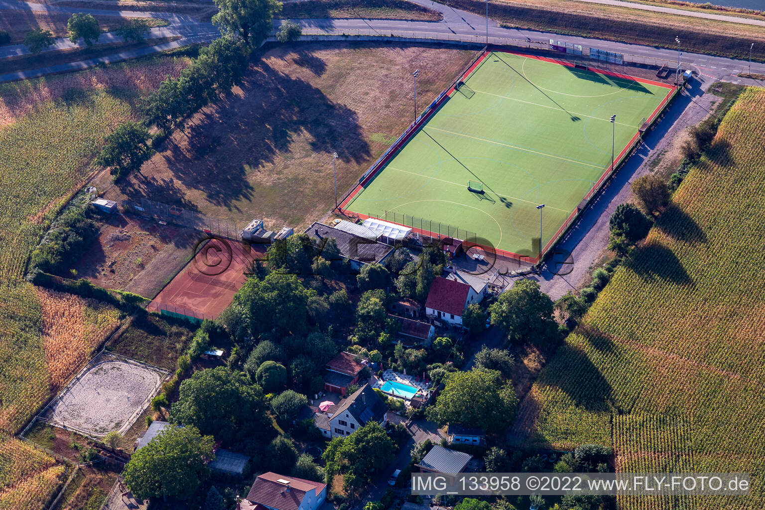 Vue aérienne de Club de hockey Blau-Weiss Speyer eV à Speyer dans le département Rhénanie-Palatinat, Allemagne