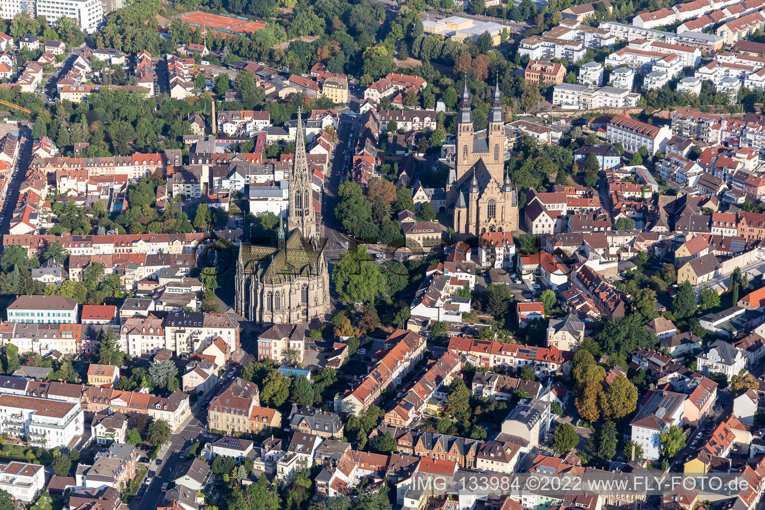 Photographie aérienne de Église commémorative de la Protestation et Saint-Joseph à Speyer dans le département Rhénanie-Palatinat, Allemagne