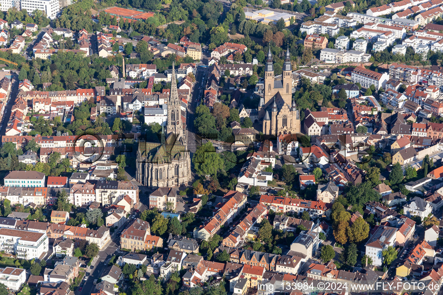 Photographie aérienne de Église commémorative de la Protestation et Saint-Joseph à Speyer dans le département Rhénanie-Palatinat, Allemagne