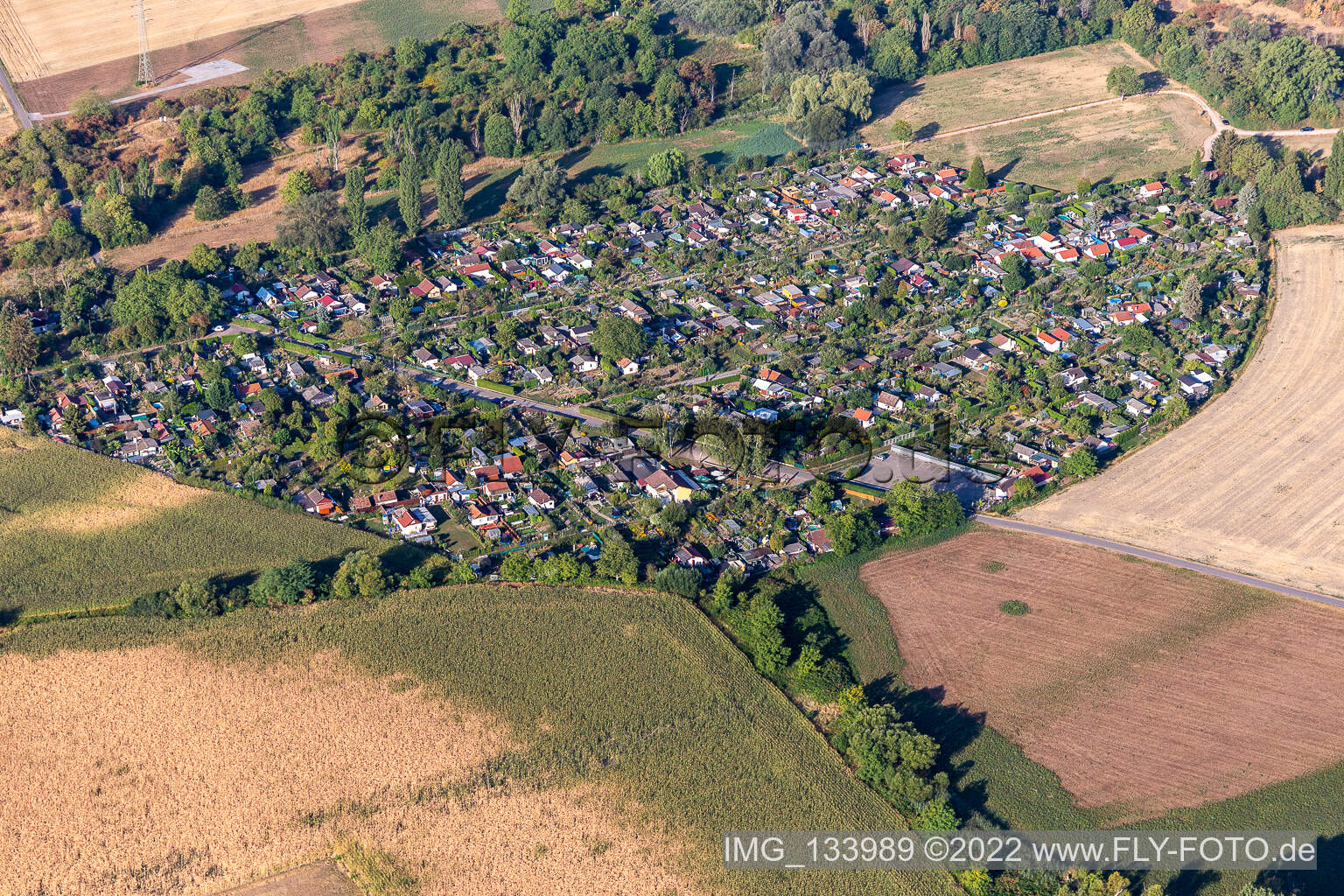 Vue aérienne de Piège à balles pour jardinier familial à Speyer dans le département Rhénanie-Palatinat, Allemagne