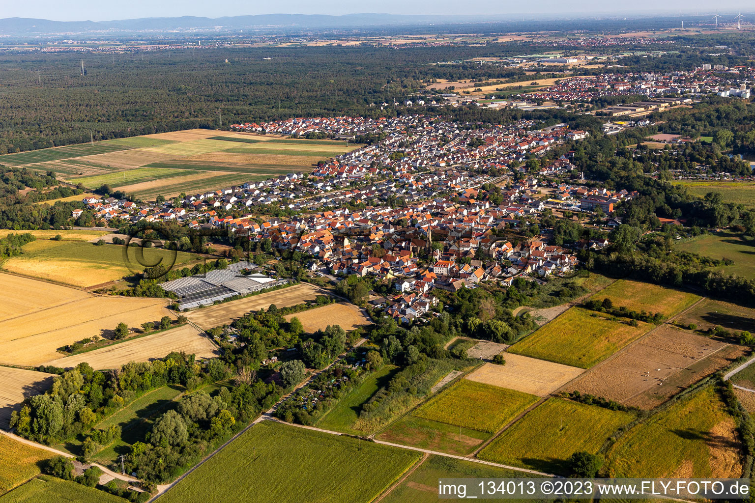 Quartier Sondernheim in Germersheim dans le département Rhénanie-Palatinat, Allemagne vu d'un drone
