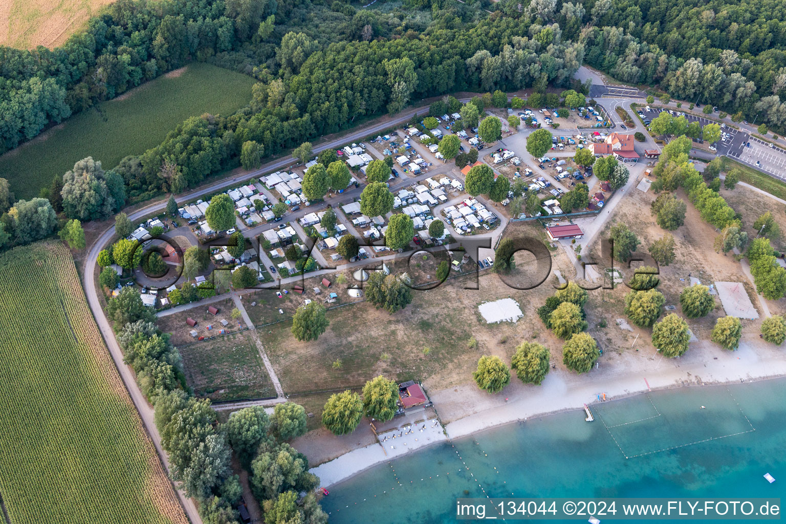 Vue oblique de Camping Municipal des Mouettes à Lauterbourg dans le département Bas Rhin, France