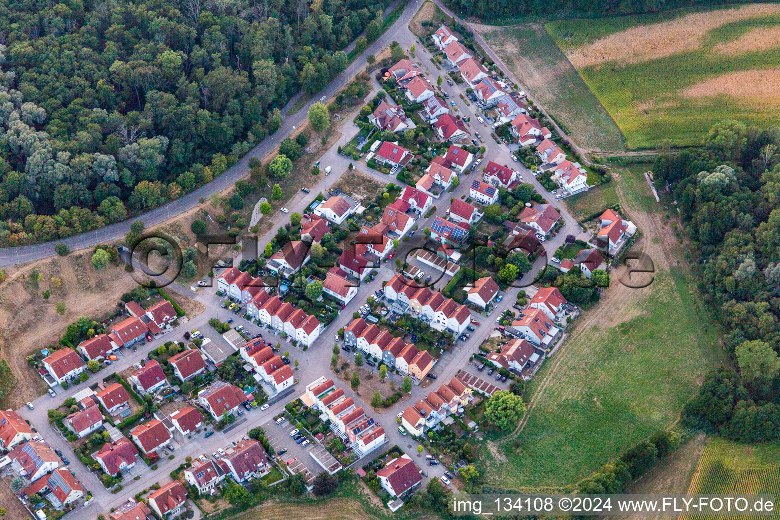 Vue aérienne de Dans le bec à Wörth am Rhein dans le département Rhénanie-Palatinat, Allemagne