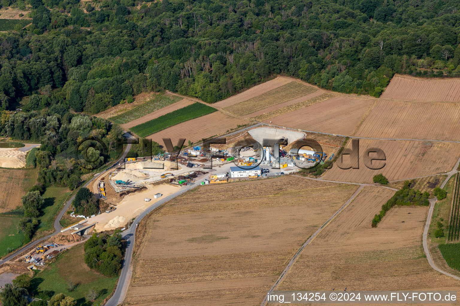 Vue oblique de Chantier de construction de tunnels à Dörrenbach dans le département Rhénanie-Palatinat, Allemagne