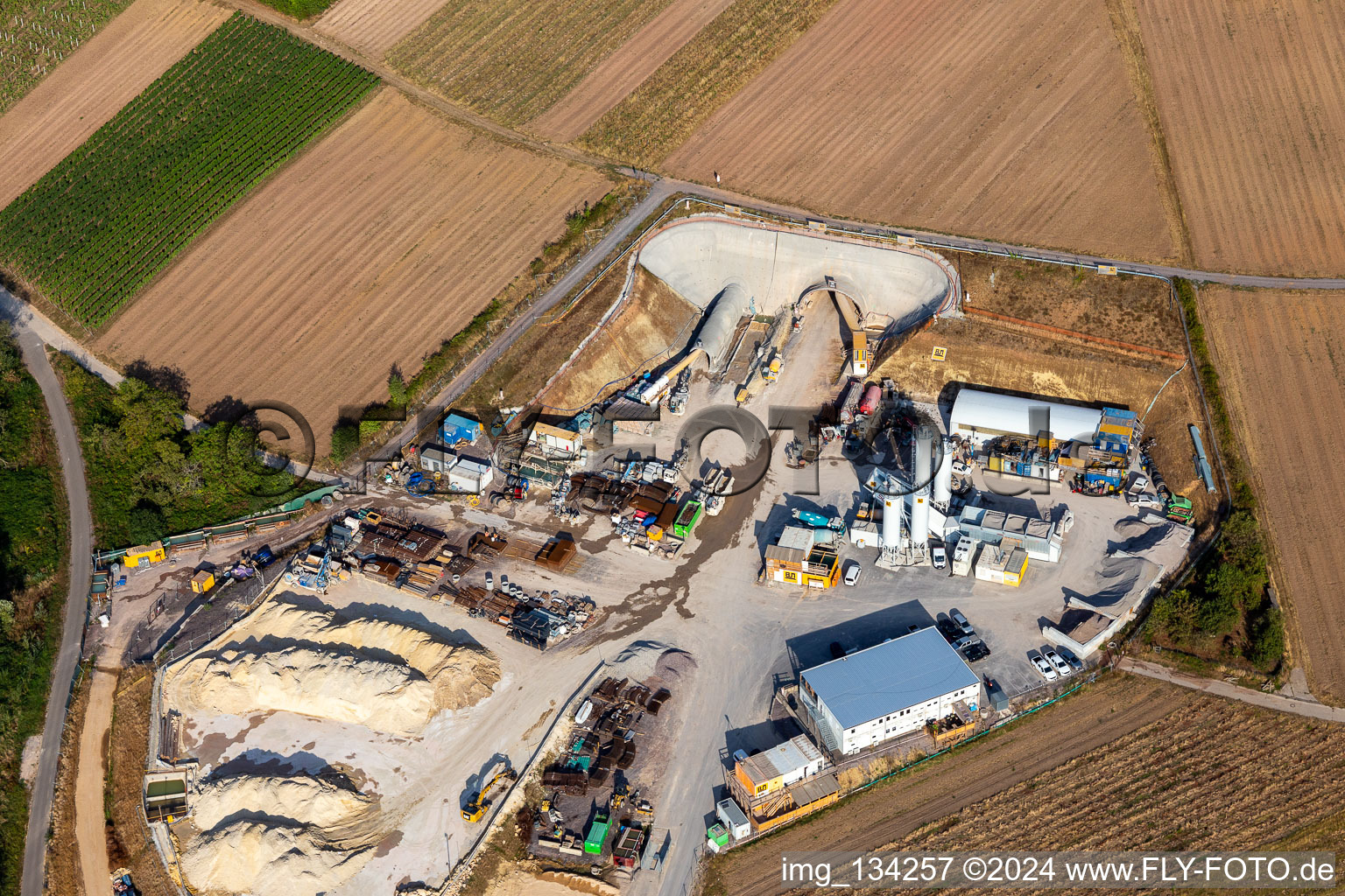 Chantier de construction de tunnels à Dörrenbach dans le département Rhénanie-Palatinat, Allemagne hors des airs