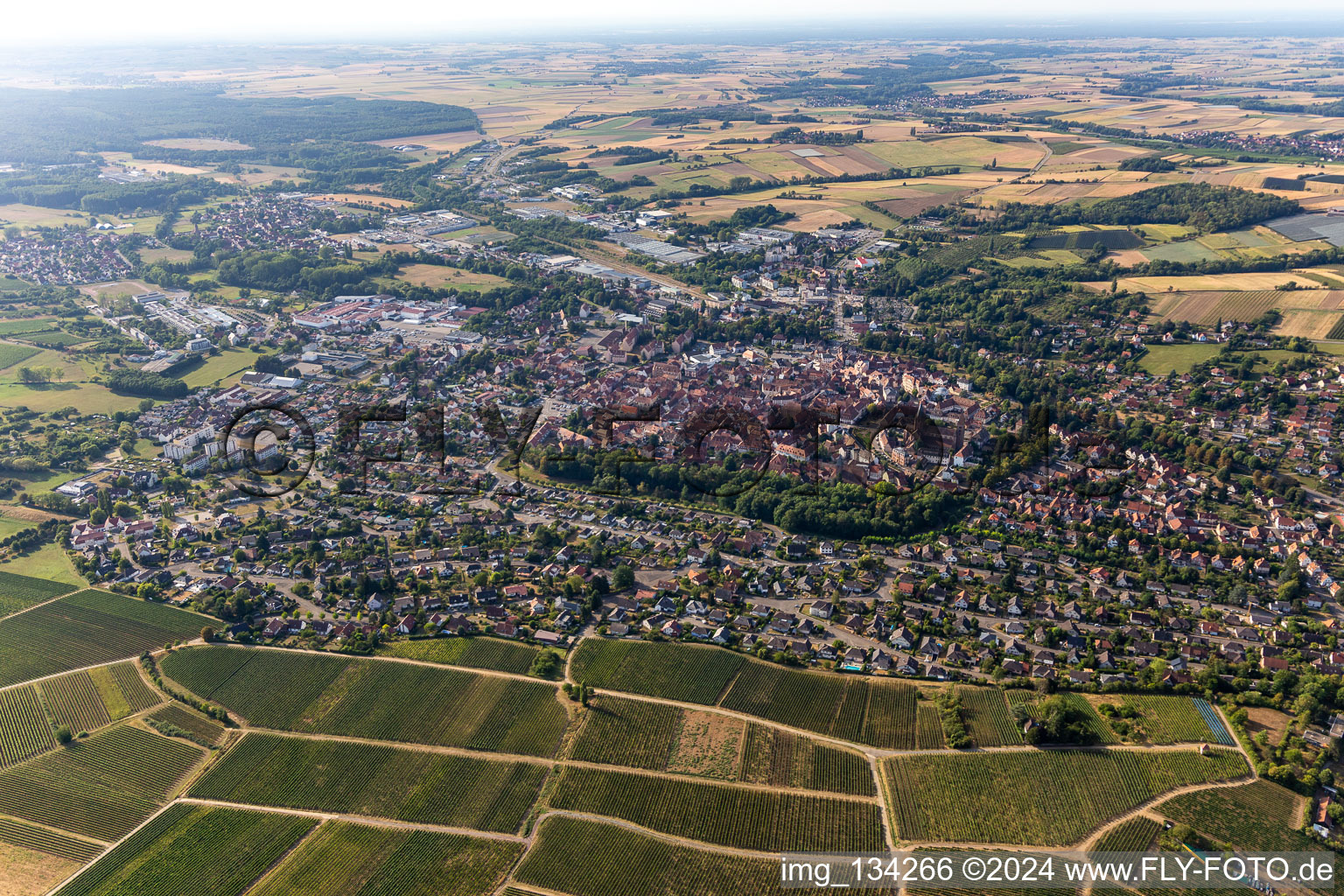 Wissembourg dans le département Bas Rhin, France d'en haut