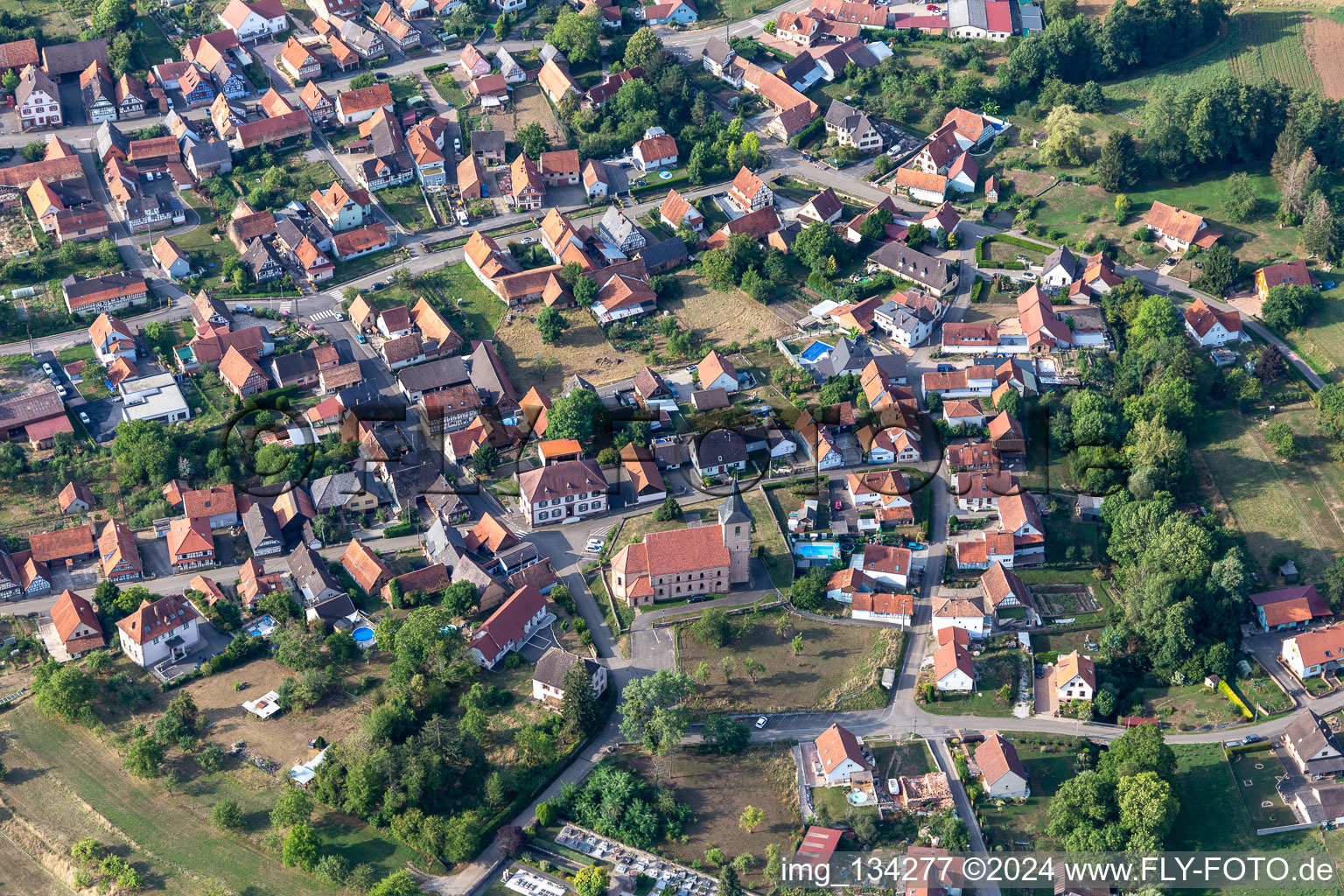 Preuschdorf dans le département Bas Rhin, France vue d'en haut