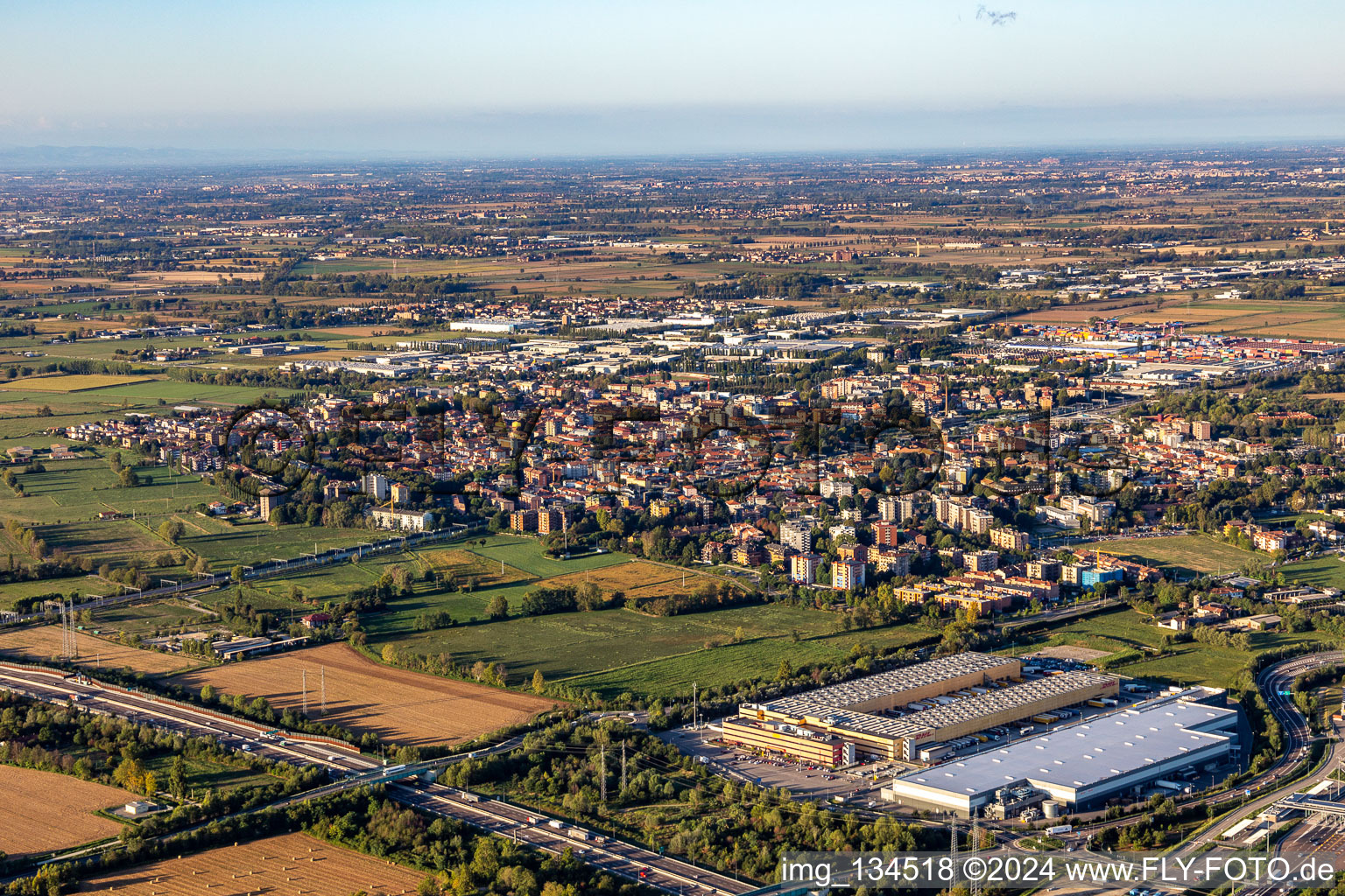 Vue aérienne de Melzo dans le département Lombardie, Italie