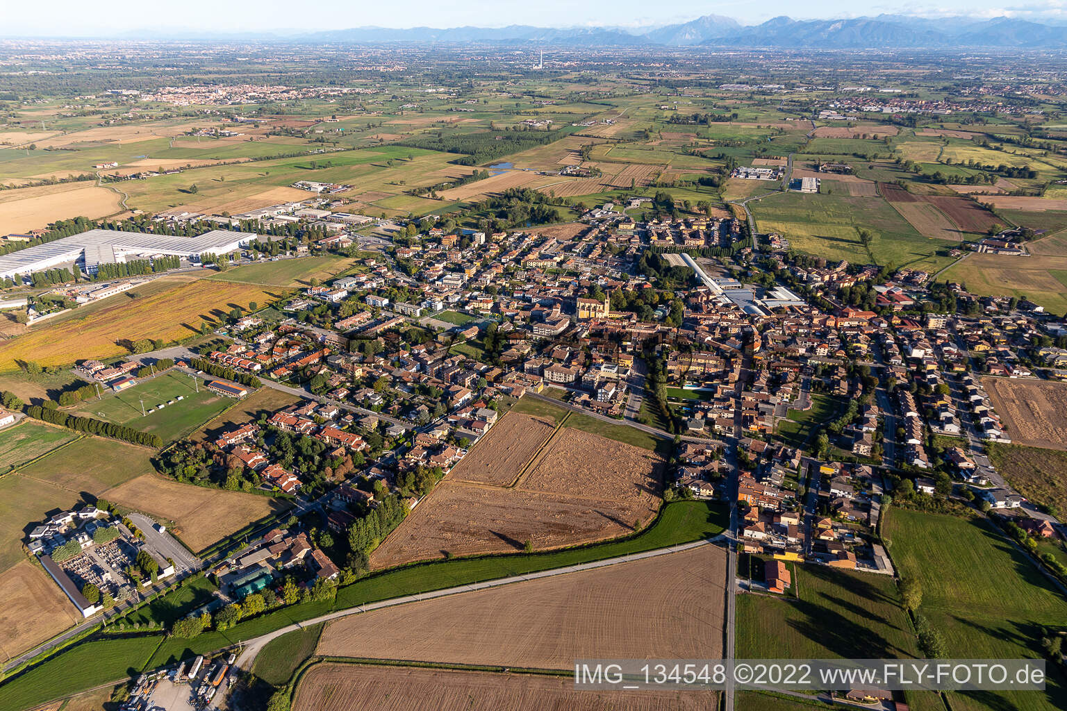 Vue aérienne de Agnadello dans le département Cremona, Italie