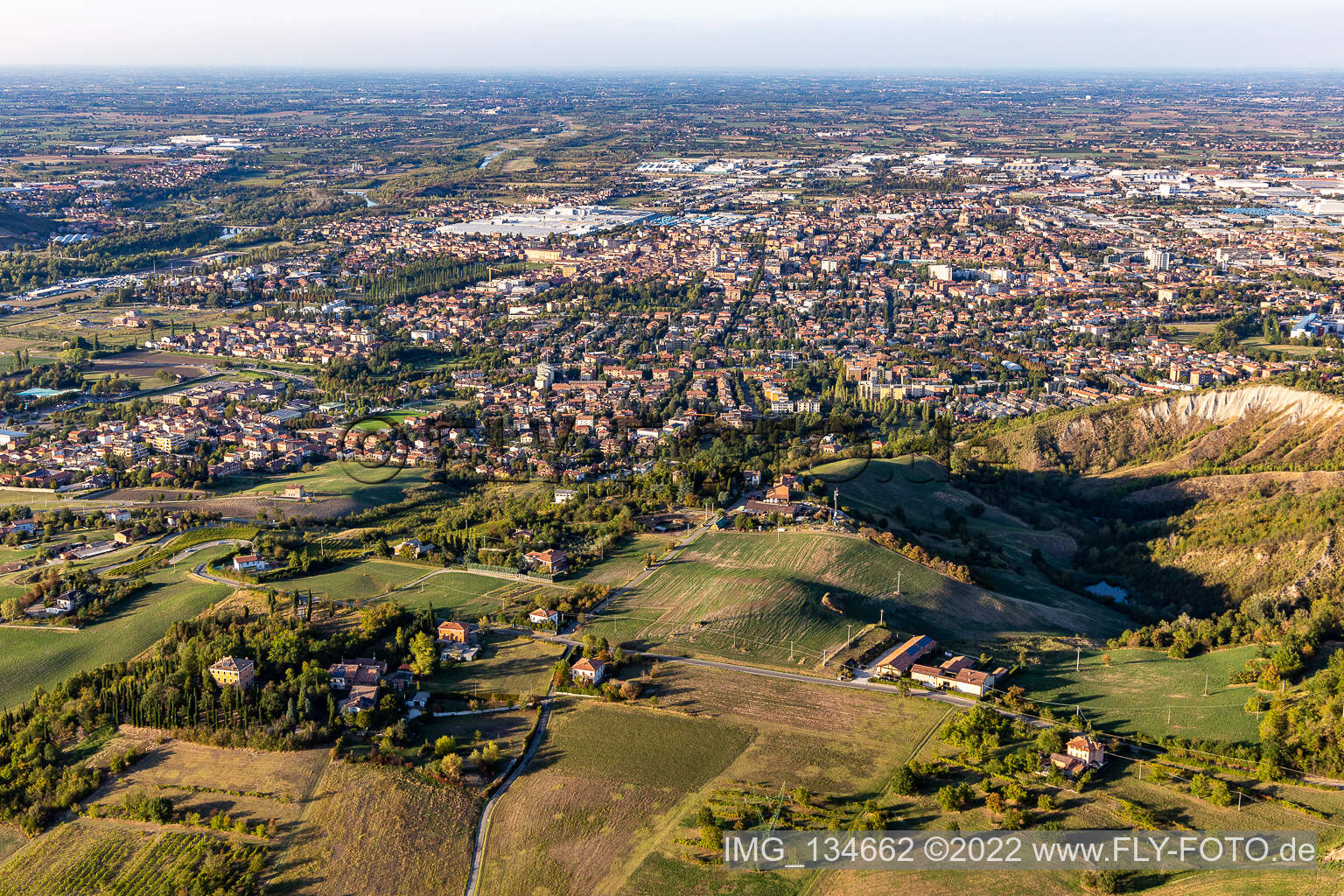 Vue aérienne de Sassuolo dans le département Modena, Italie