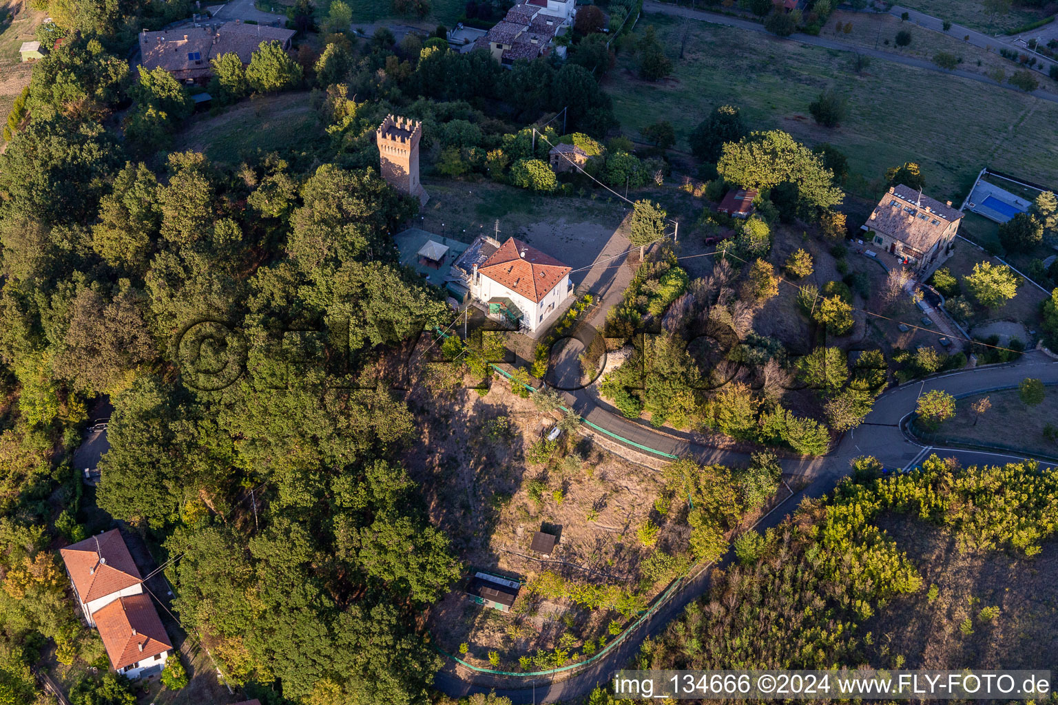 Photographie aérienne de Château de Dinazzano à le quartier Veggia-Villalunga in Casalgrande dans le département Reggio Emilia, Italie