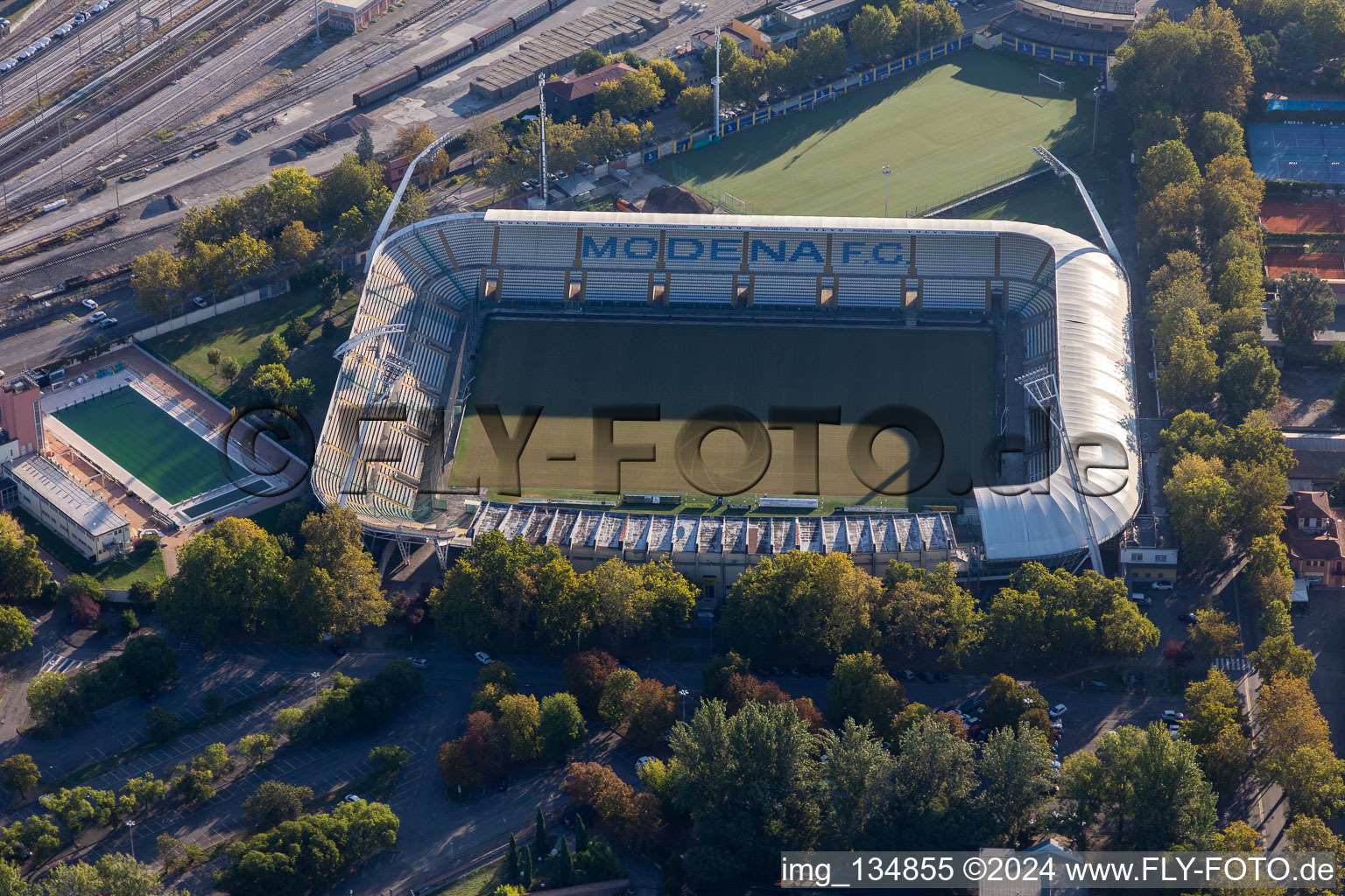 Vue aérienne de Stade Alberto Braglia du Modena Football Club sr à Modena dans le département Modena, Italie