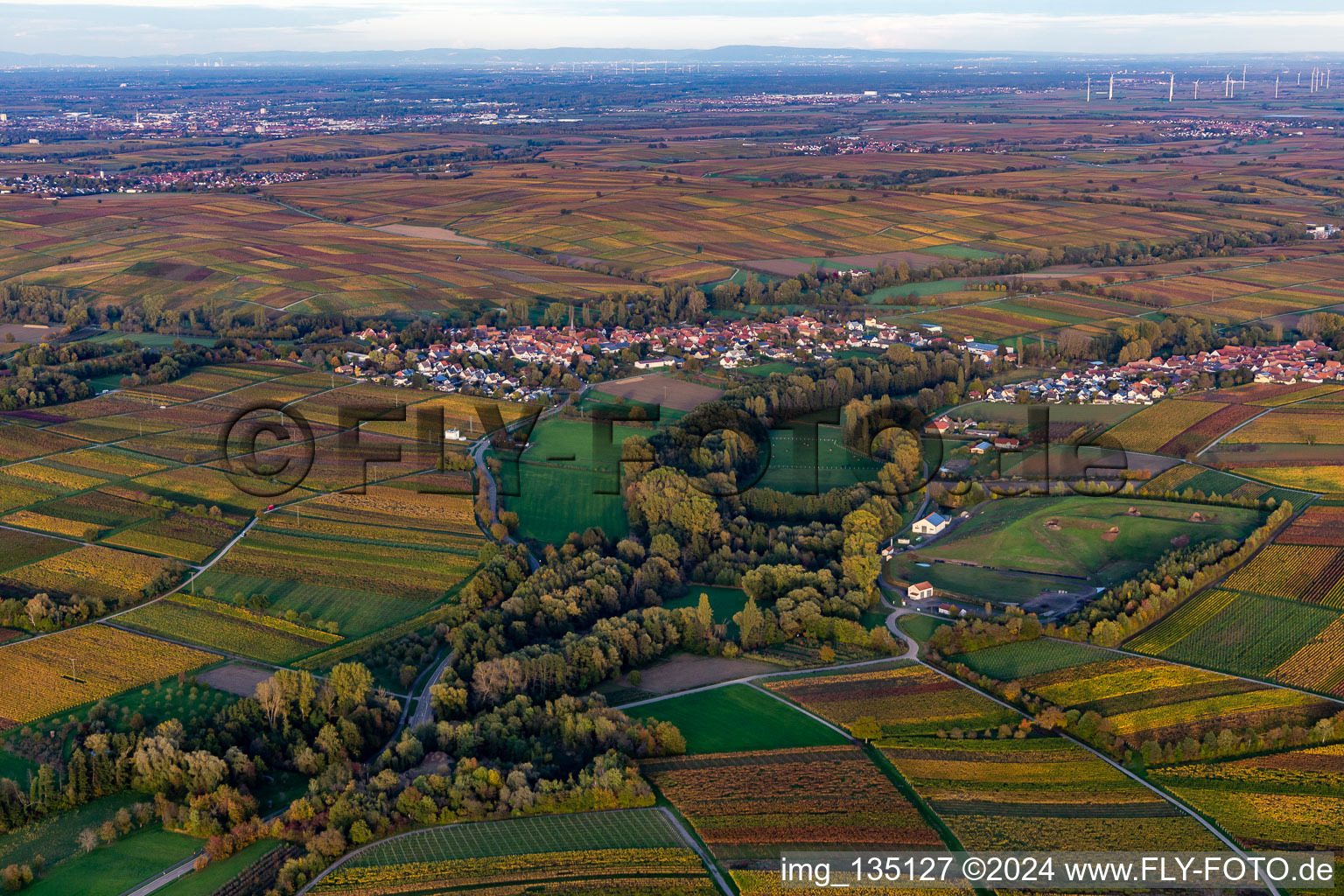 Vue aérienne de Quartier Heuchelheim in Heuchelheim-Klingen dans le département Rhénanie-Palatinat, Allemagne