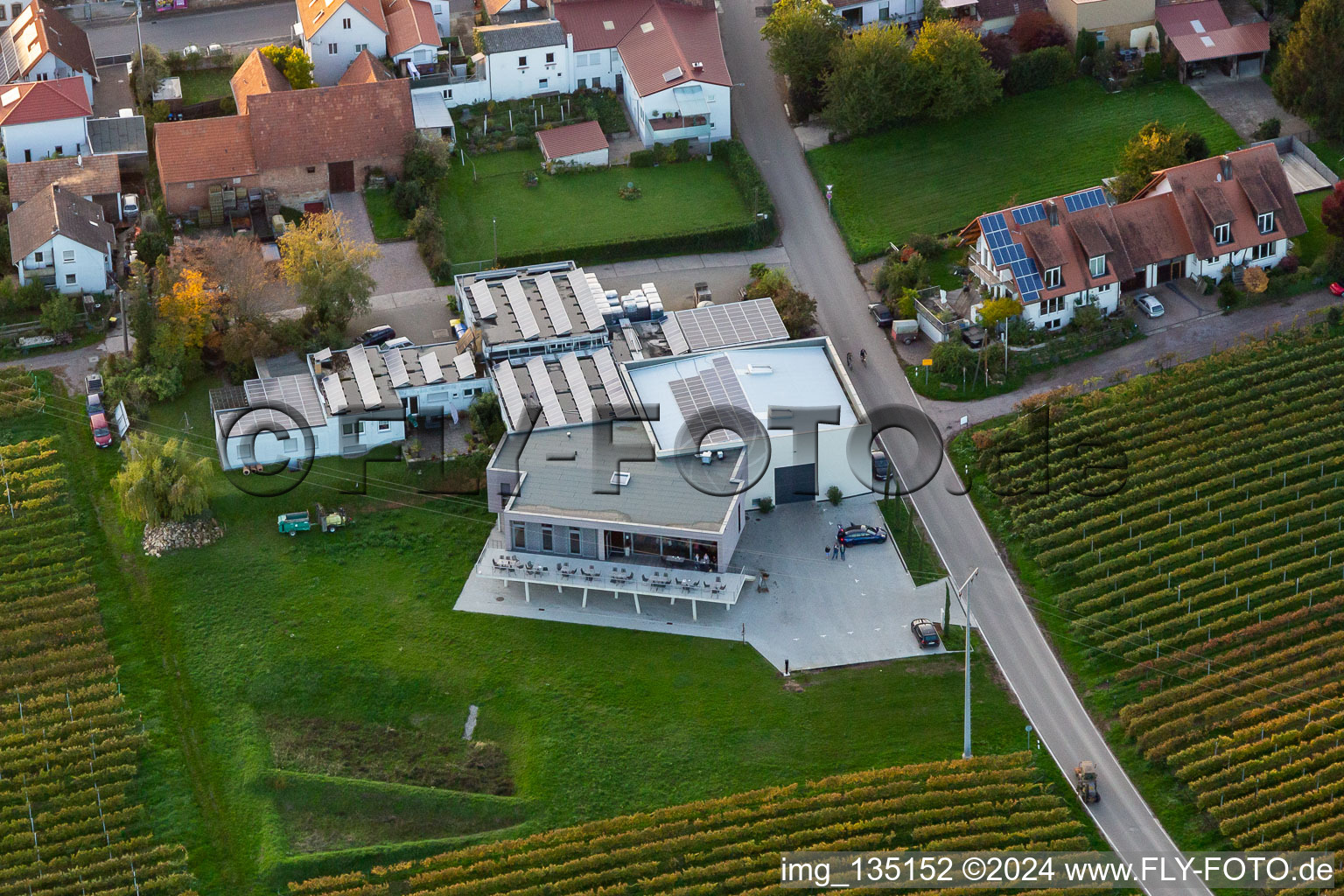 Photographie aérienne de Vinothek Weingut Sauer à Nußdorf à le quartier Nußdorf in Landau in der Pfalz dans le département Rhénanie-Palatinat, Allemagne