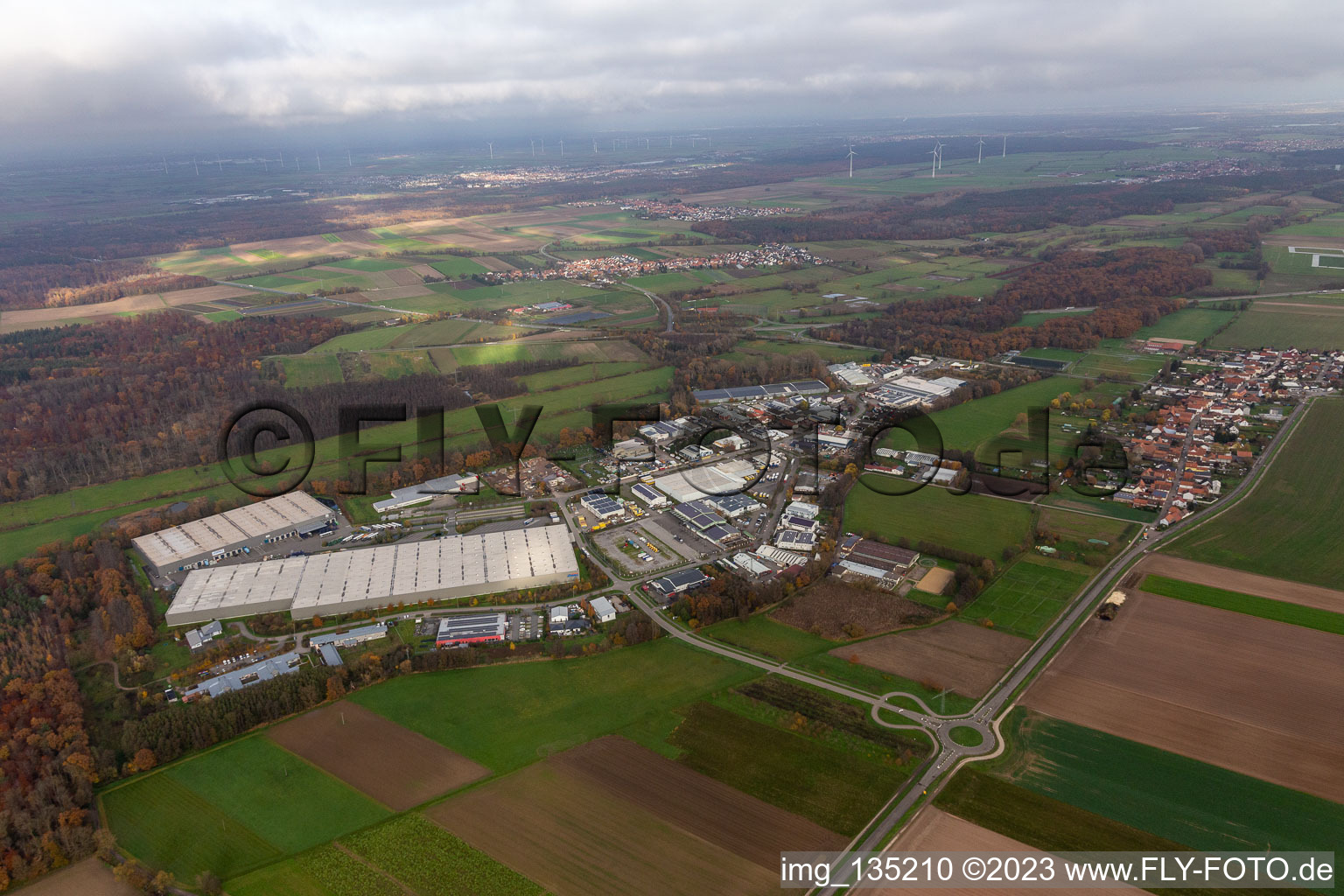 Photographie aérienne de Zone industrielle de Horst à le quartier Minderslachen in Kandel dans le département Rhénanie-Palatinat, Allemagne