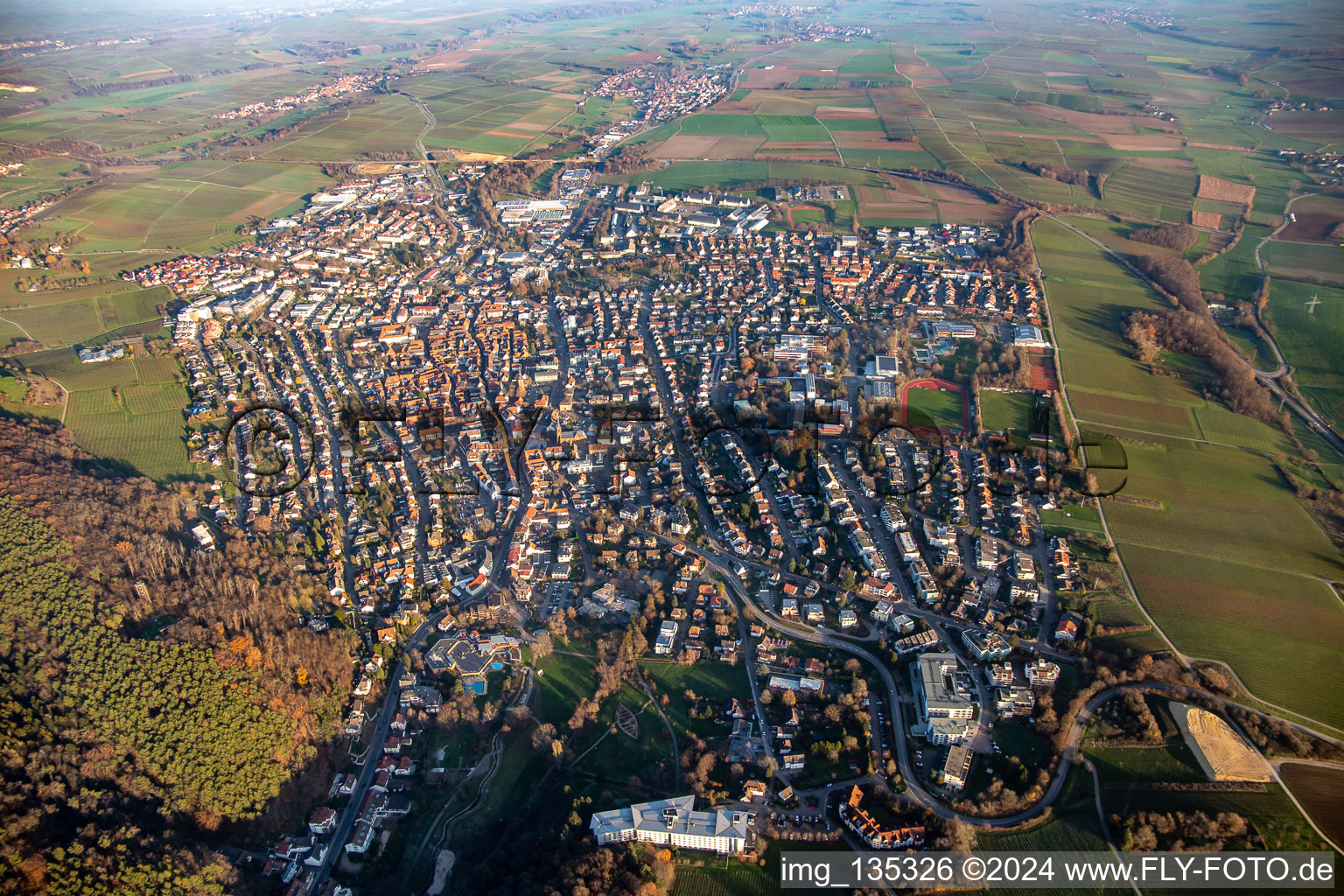 Vue aérienne de De l'ouest à Bad Bergzabern dans le département Rhénanie-Palatinat, Allemagne