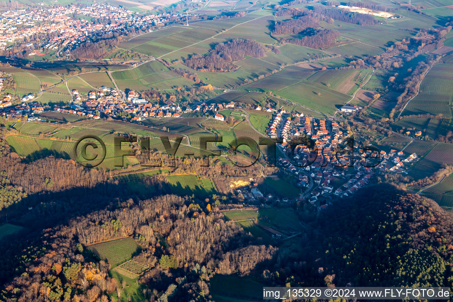 Vue aérienne de De l'ouest à le quartier Gleiszellen in Gleiszellen-Gleishorbach dans le département Rhénanie-Palatinat, Allemagne