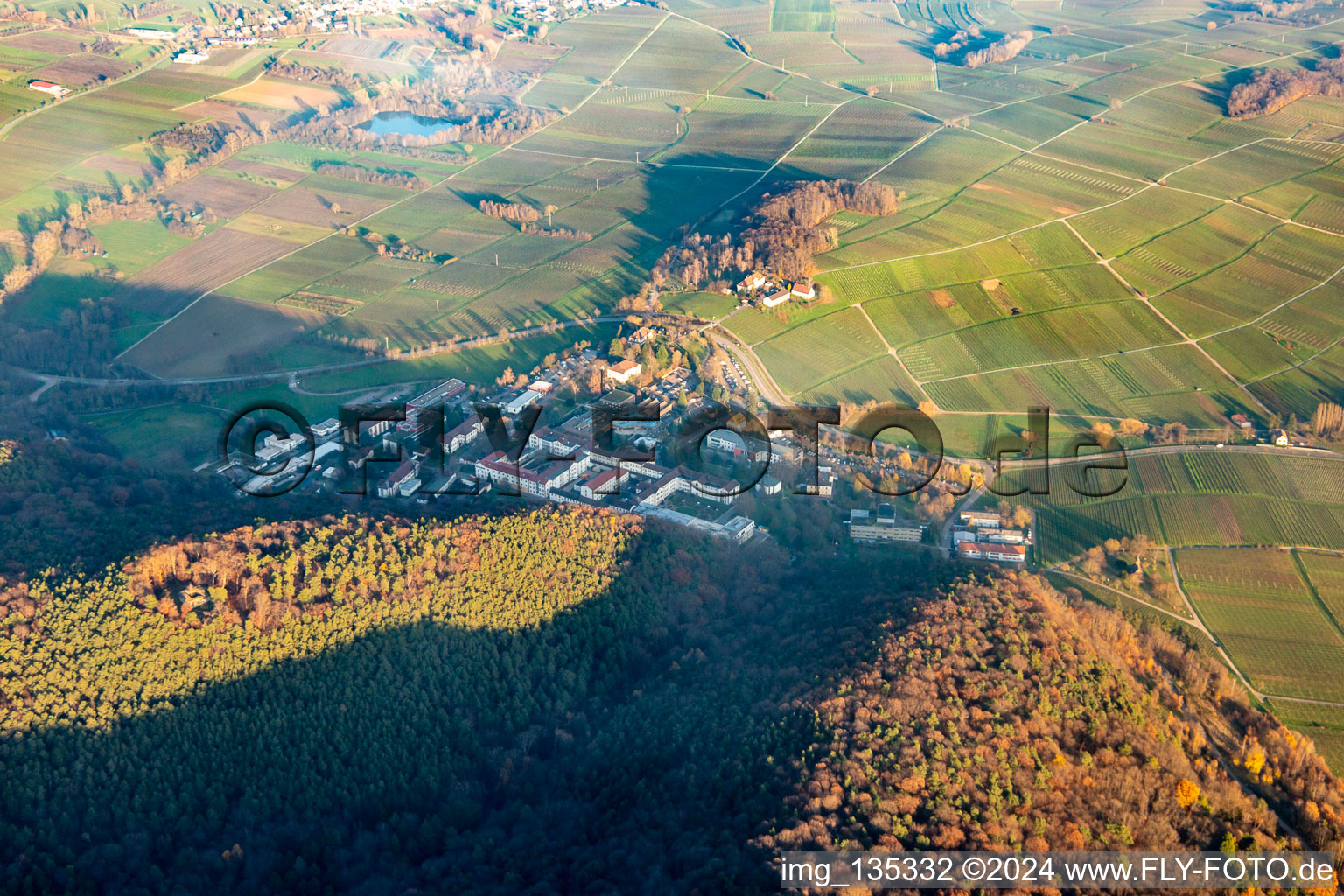 Vue aérienne de Clinique du Palatinat Landeck depuis l'ouest à Klingenmünster dans le département Rhénanie-Palatinat, Allemagne