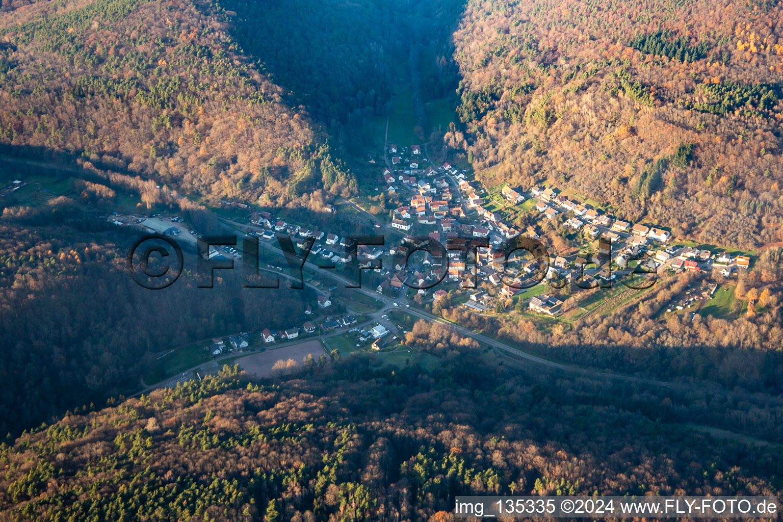 Vue aérienne de Du sud-est à Waldhambach dans le département Rhénanie-Palatinat, Allemagne