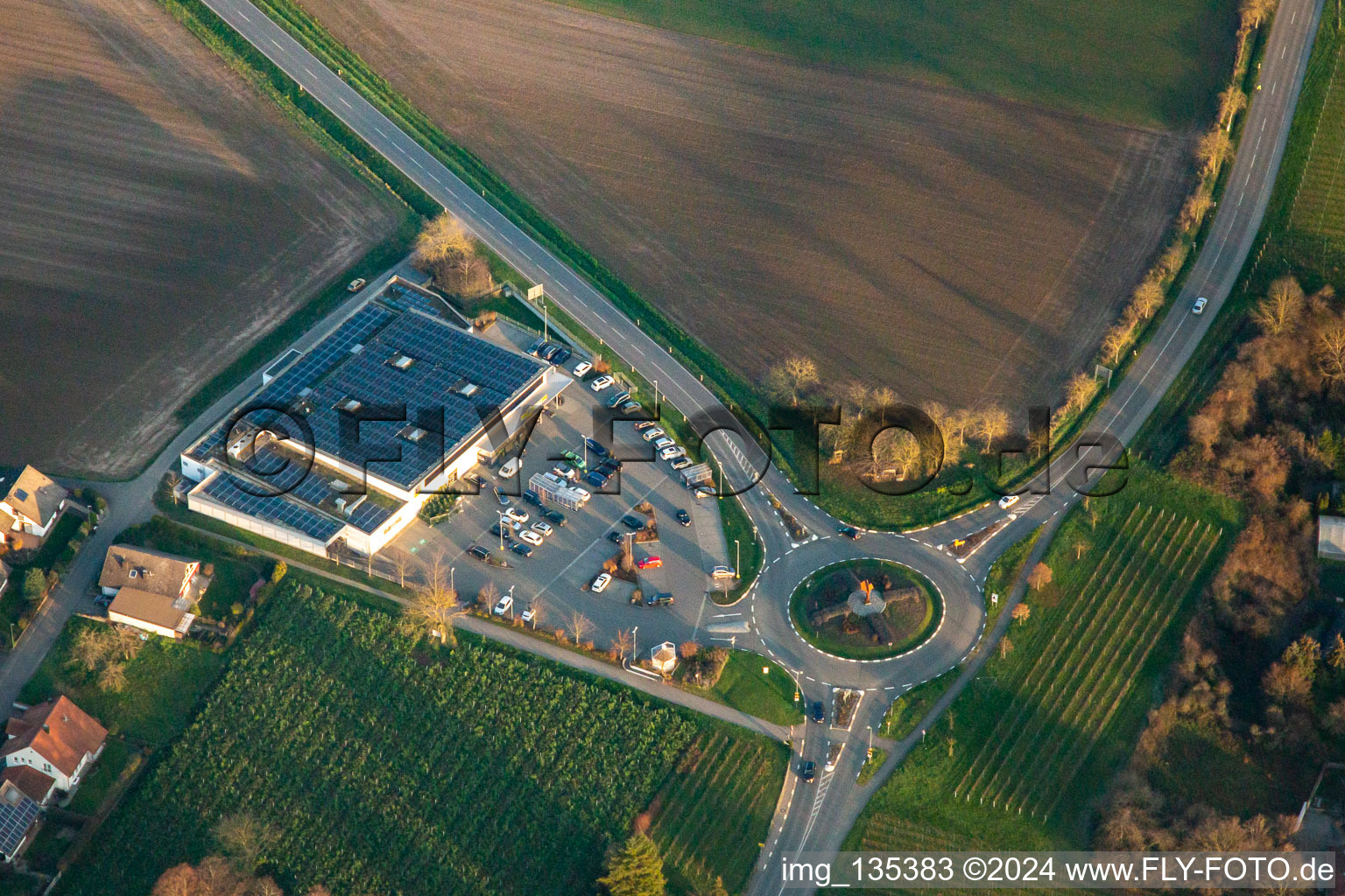 Vue aérienne de EDEKA Paul à le quartier Appenhofen in Billigheim-Ingenheim dans le département Rhénanie-Palatinat, Allemagne