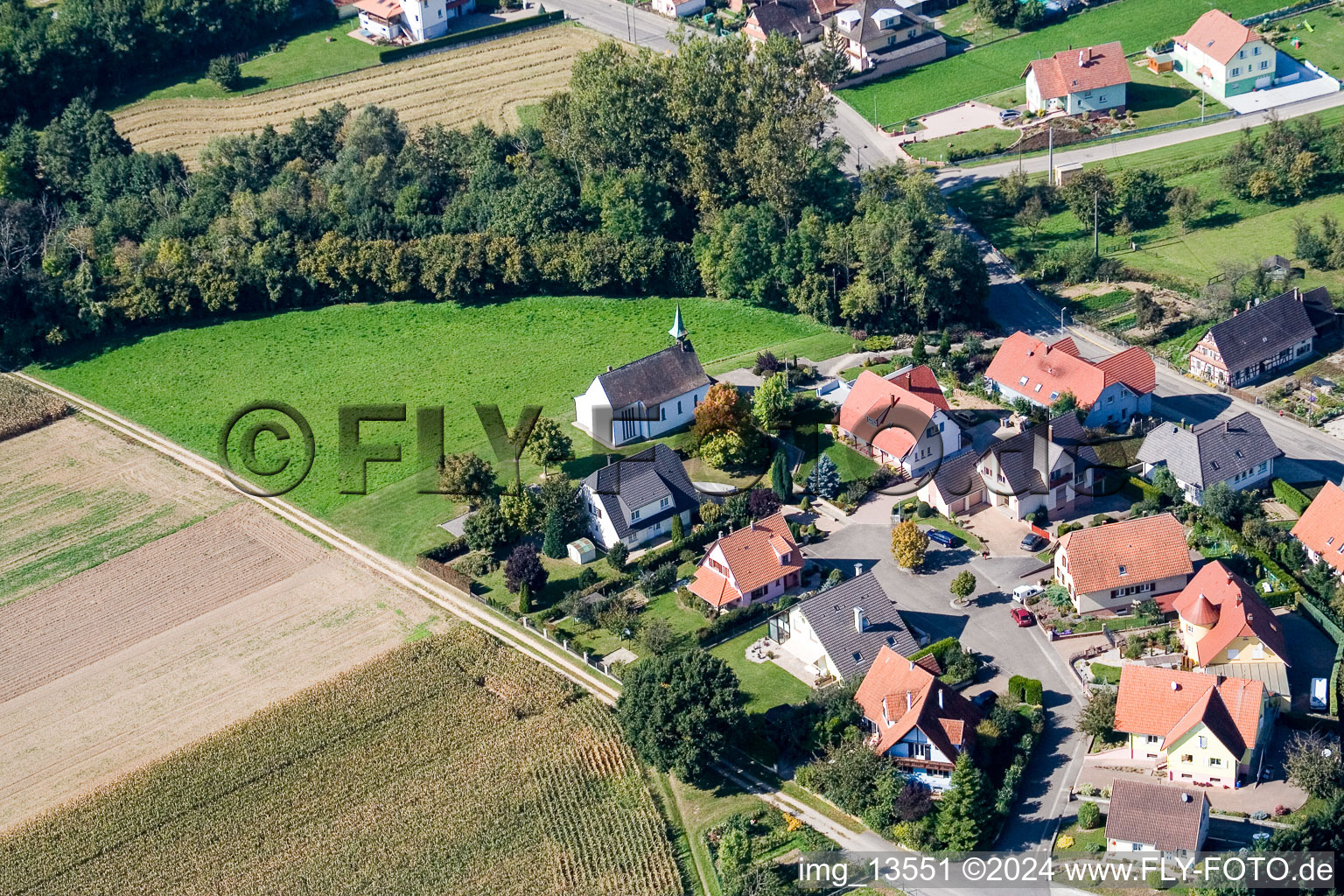 Niederlauterbach dans le département Bas Rhin, France d'un drone