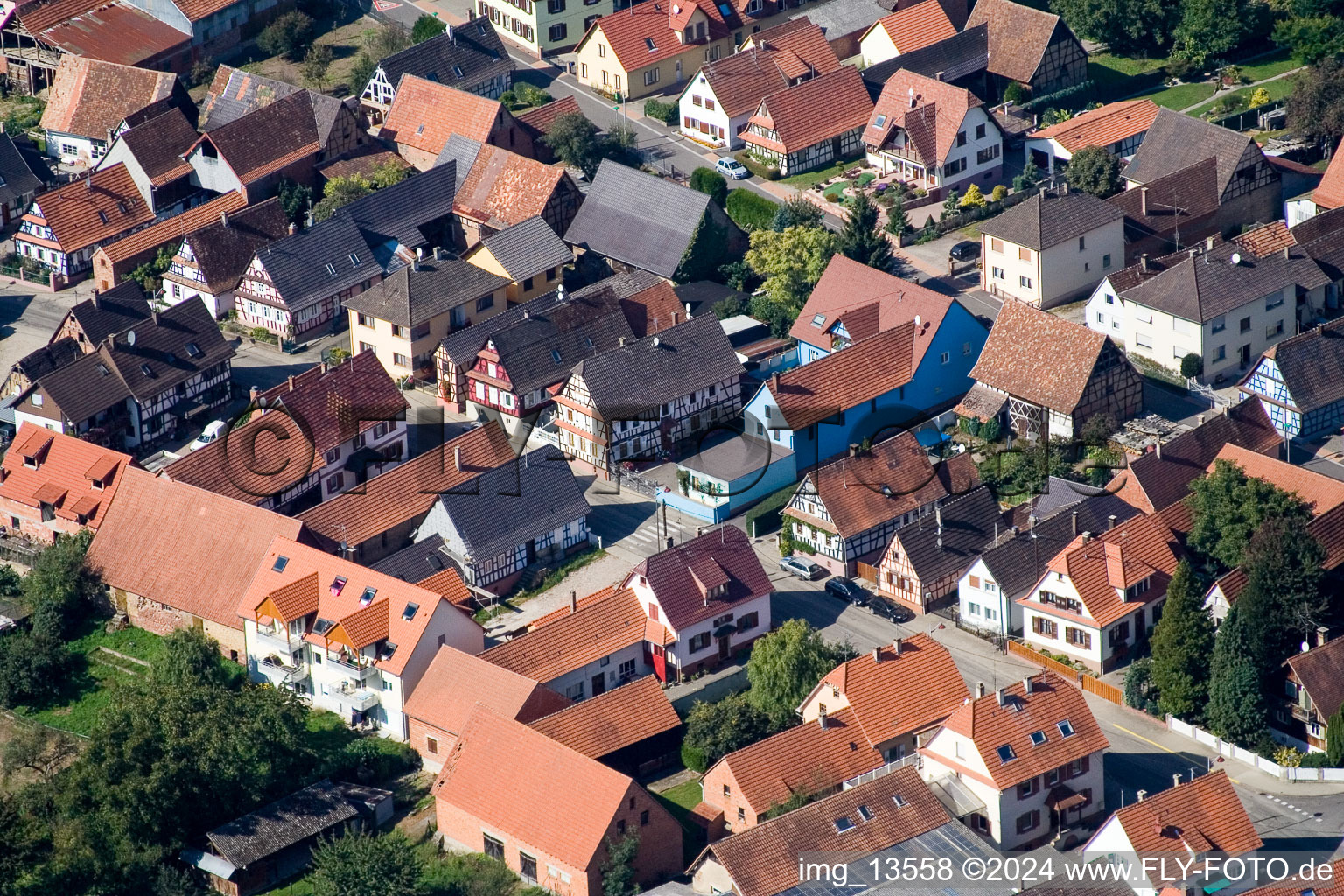 Niederlauterbach dans le département Bas Rhin, France vue d'en haut