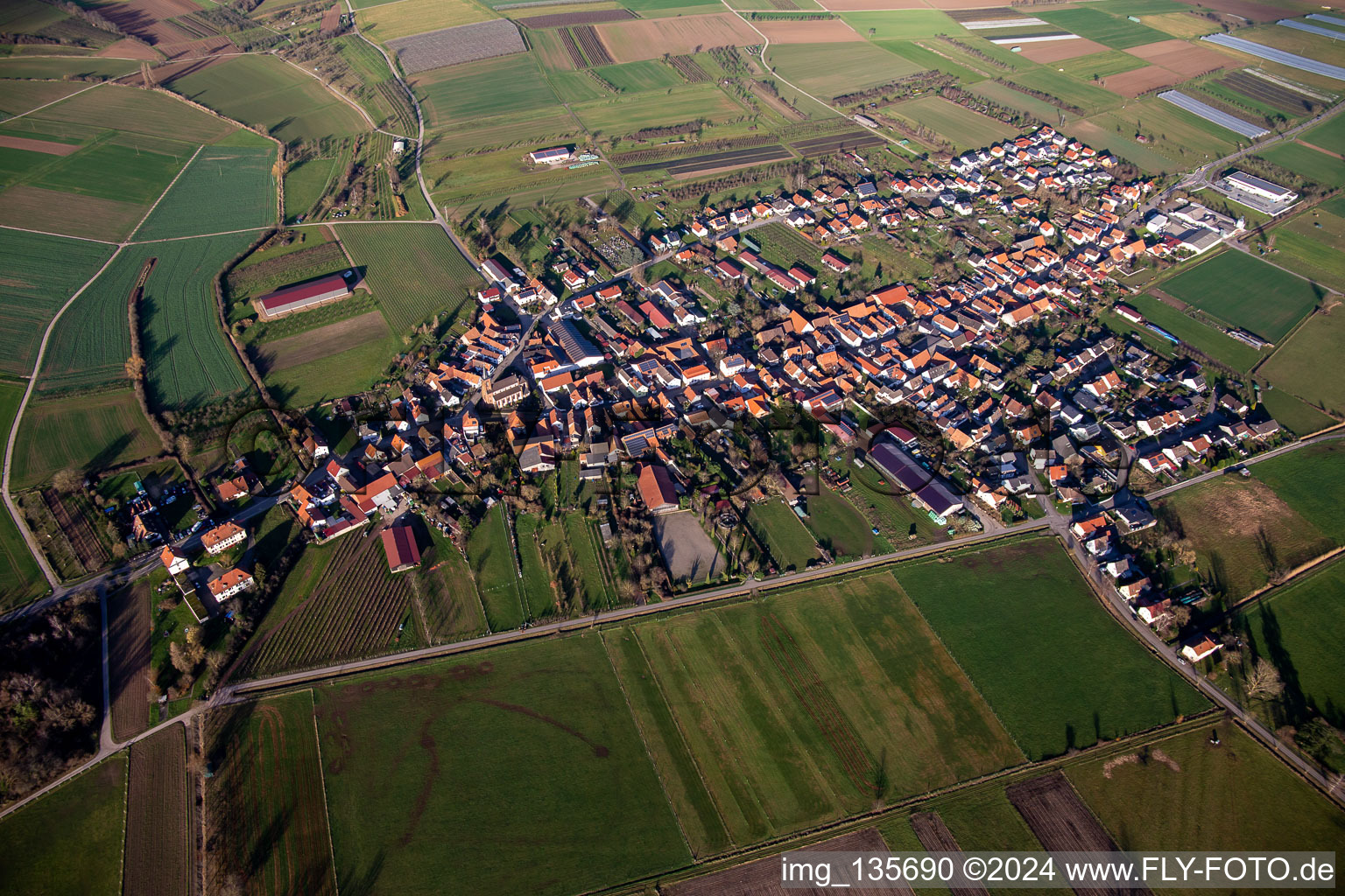 Vue aérienne de Schweighofen dans le département Rhénanie-Palatinat, Allemagne