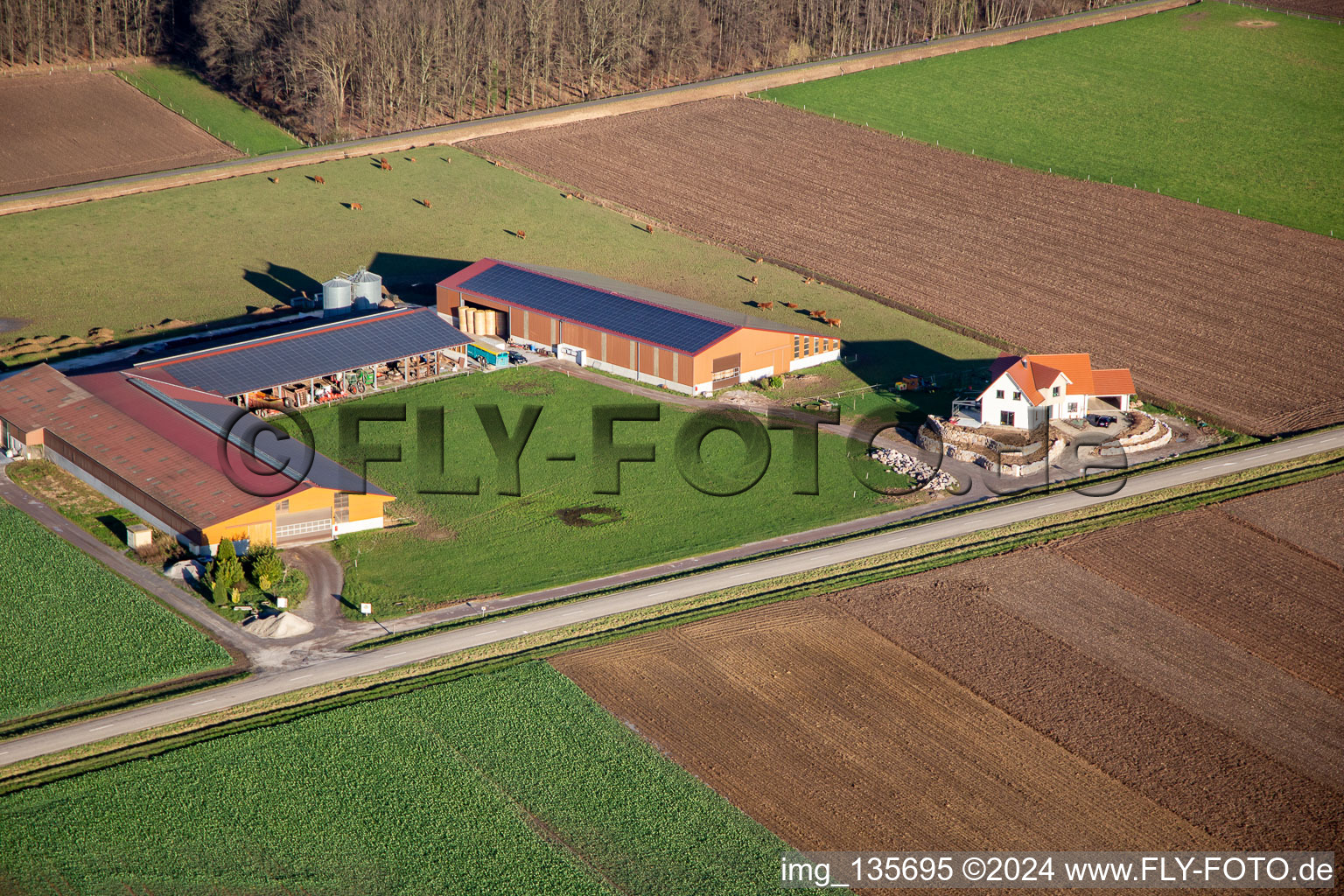 Vue aérienne de Sur la D244 à Schleithal dans le département Bas Rhin, France