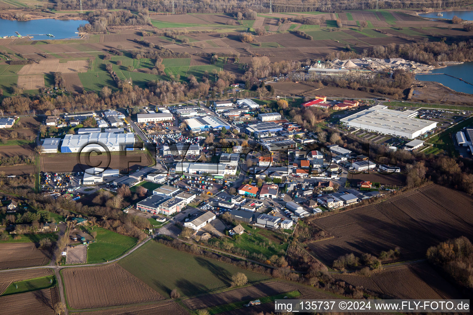 Vue aérienne de Zone commerciale Perläckerstr. à Hagenbach dans le département Rhénanie-Palatinat, Allemagne