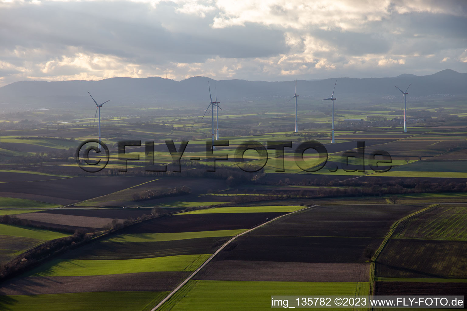 Photographie aérienne de Parc éolien Freckenfeld à Freckenfeld dans le département Rhénanie-Palatinat, Allemagne