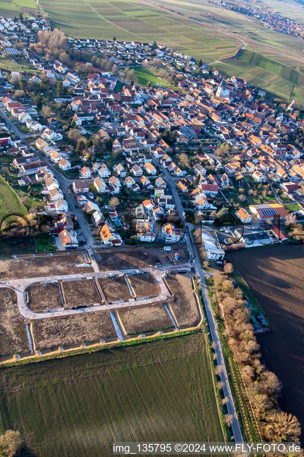 Vue aérienne de Développement de la nouvelle zone de développement dans la Impflinger Straße à le quartier Mörzheim in Landau in der Pfalz dans le département Rhénanie-Palatinat, Allemagne