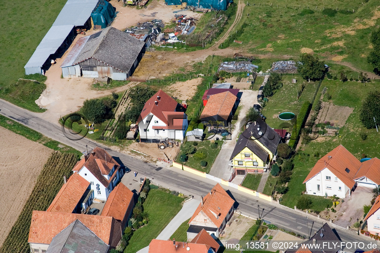 Salmbach dans le département Bas Rhin, France depuis l'avion