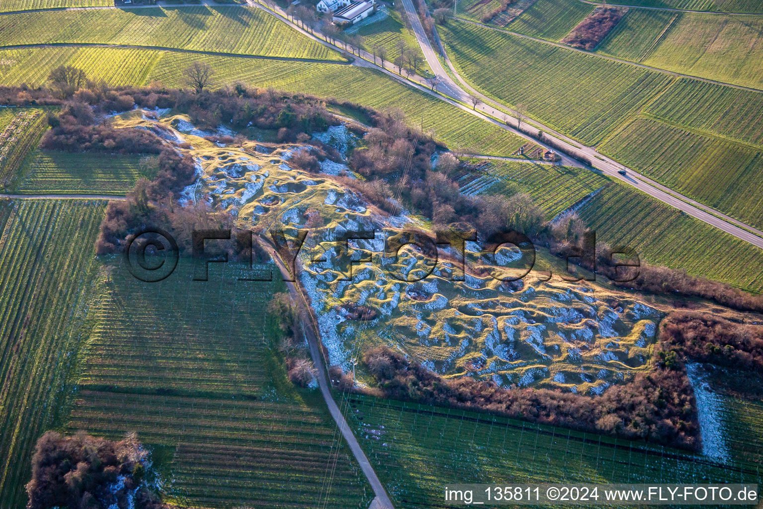 Vue aérienne de Réserve naturelle de Kleine Kalmit à le quartier Arzheim in Landau in der Pfalz dans le département Rhénanie-Palatinat, Allemagne