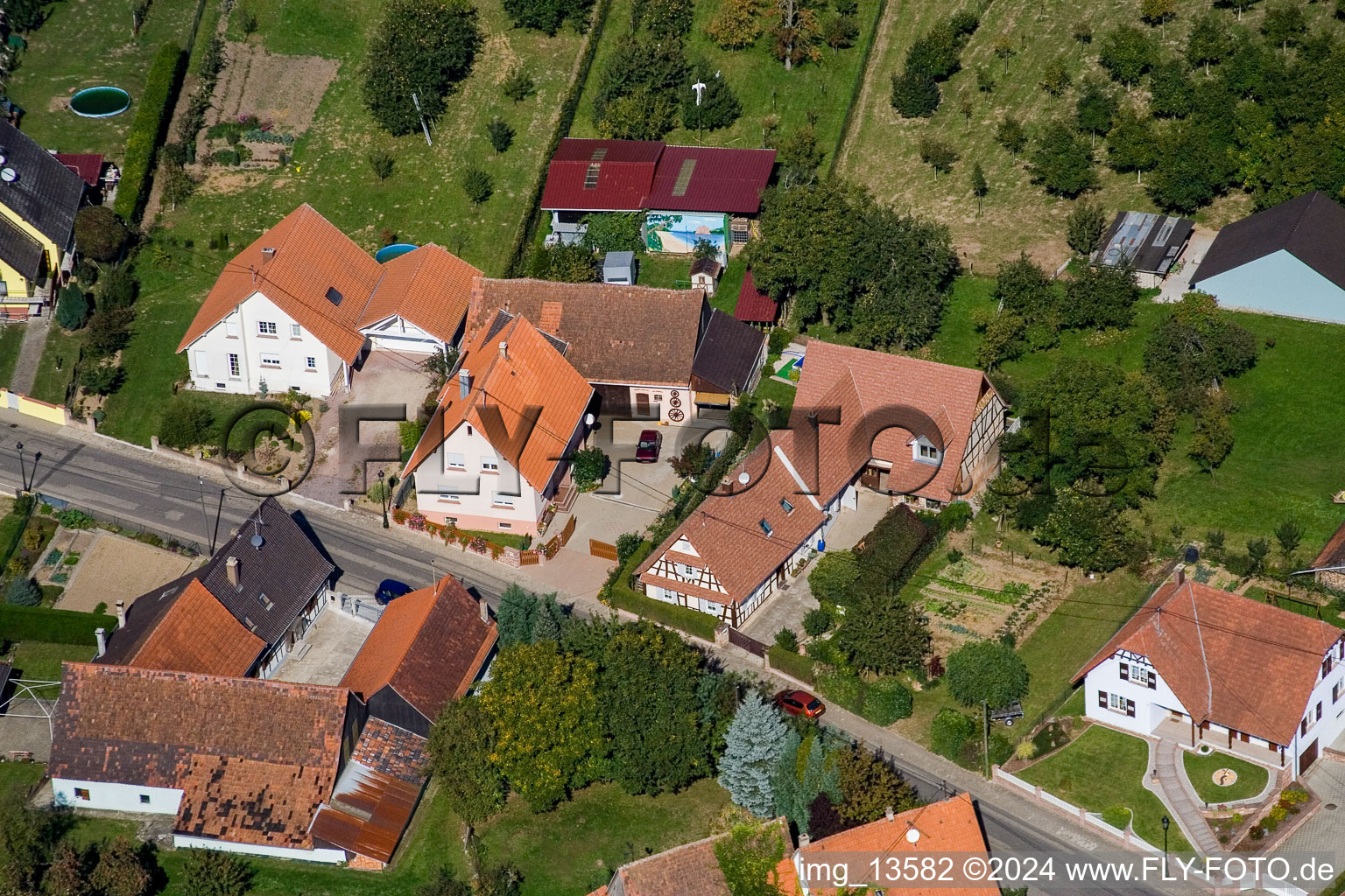 Vue d'oiseau de Salmbach dans le département Bas Rhin, France