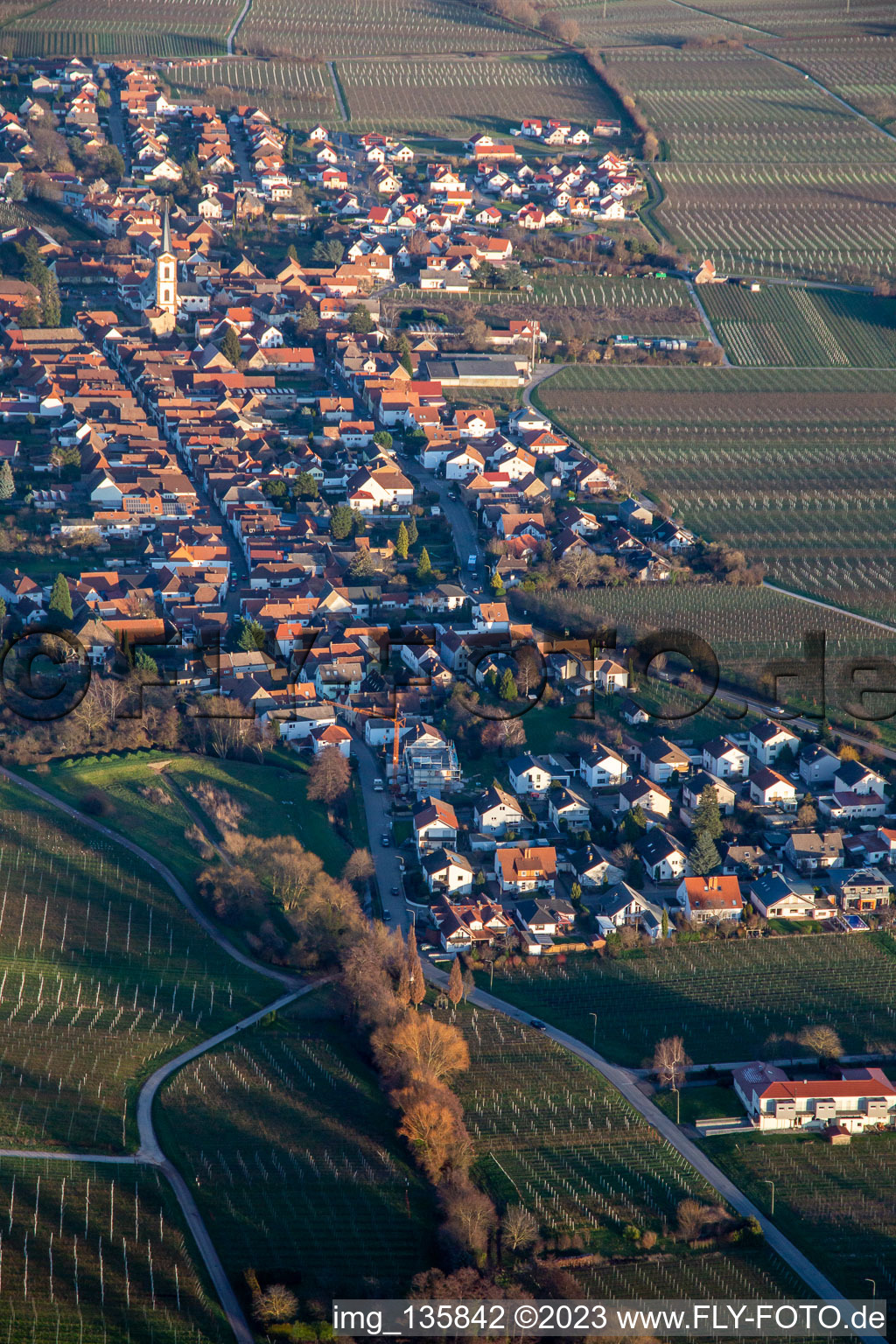 Vue aérienne de Ludwigstr. à Edesheim dans le département Rhénanie-Palatinat, Allemagne