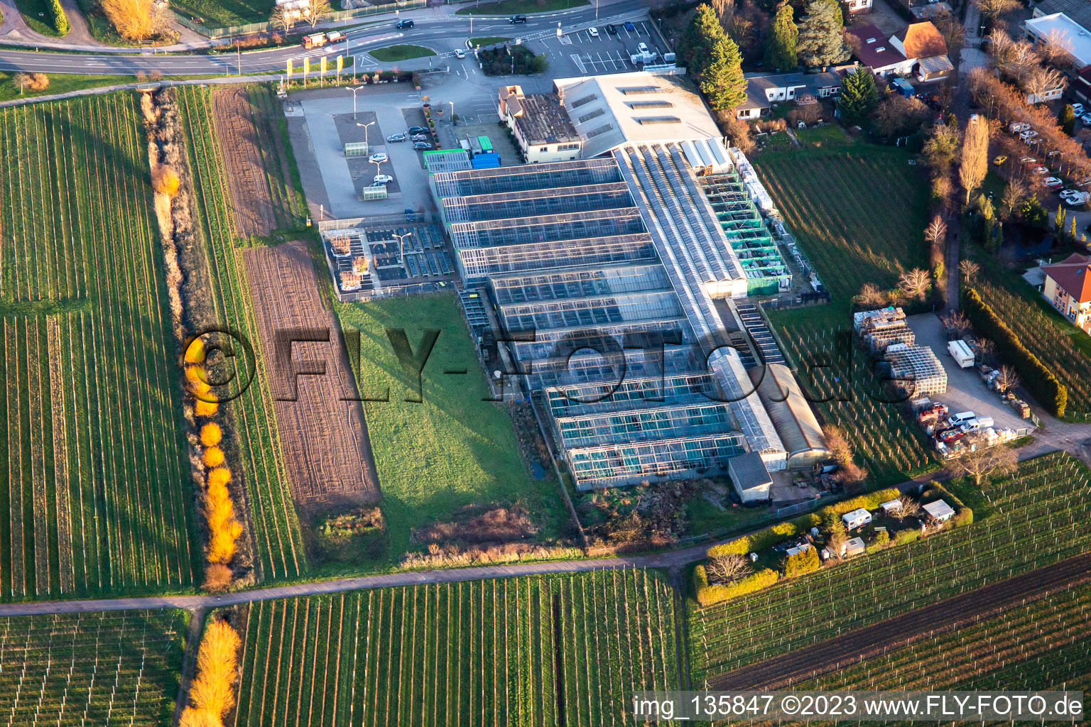 Vue aérienne de Jardinerie Edesheim GmbH à Edesheim dans le département Rhénanie-Palatinat, Allemagne