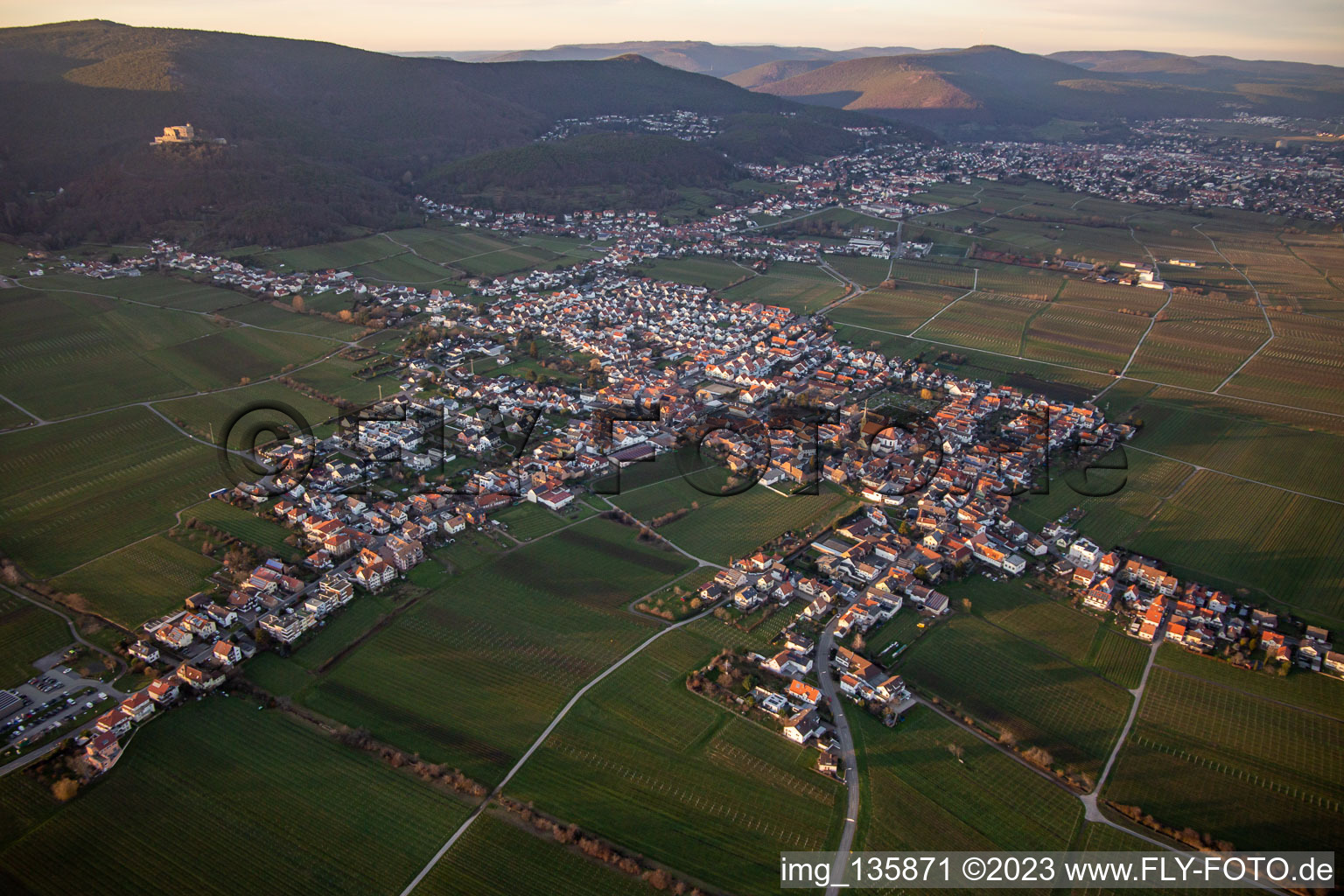 Vue aérienne de Du sud-est à le quartier Diedesfeld in Neustadt an der Weinstraße dans le département Rhénanie-Palatinat, Allemagne