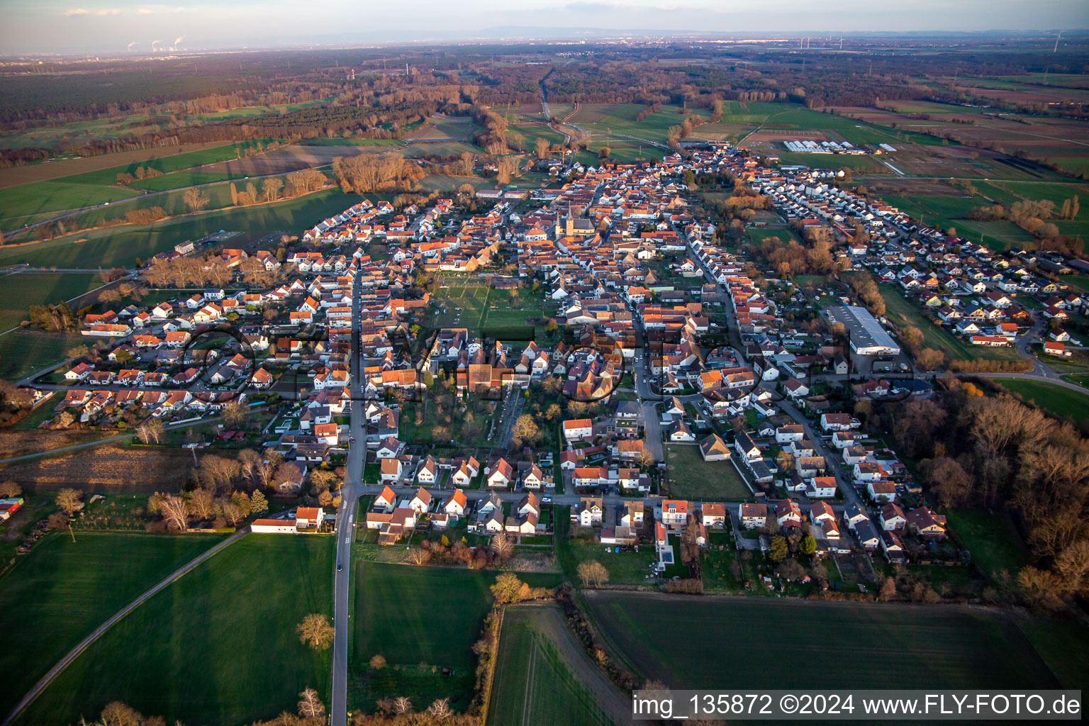 Vue aérienne de De l'est à le quartier Geinsheim in Neustadt an der Weinstraße dans le département Rhénanie-Palatinat, Allemagne