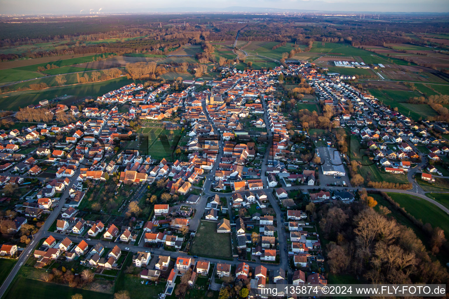 Vue oblique de De l'ouest à le quartier Geinsheim in Neustadt an der Weinstraße dans le département Rhénanie-Palatinat, Allemagne