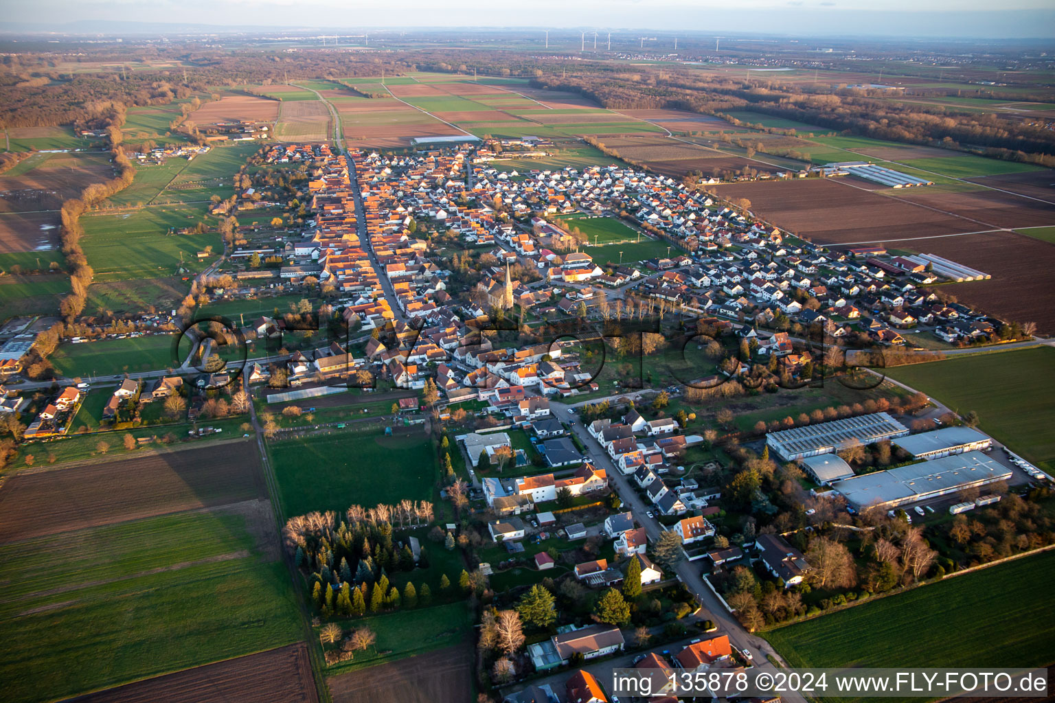 Vue aérienne de De l'est à Gommersheim dans le département Rhénanie-Palatinat, Allemagne