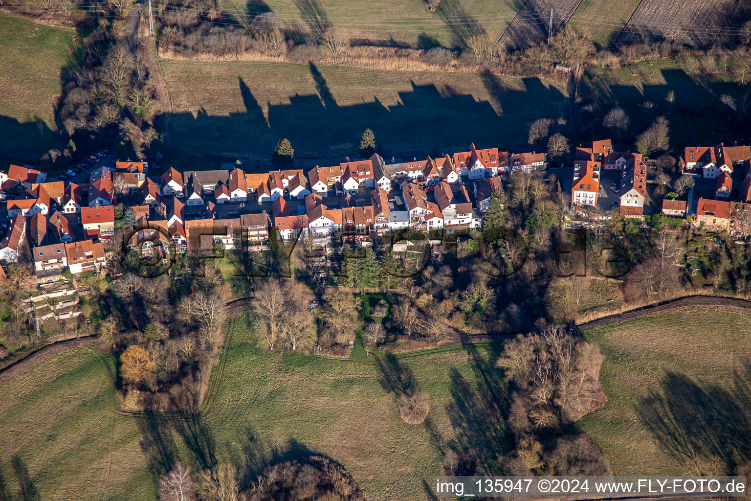 Vue aérienne de Ludwigstrasse à Hinterstädel à Jockgrim dans le département Rhénanie-Palatinat, Allemagne