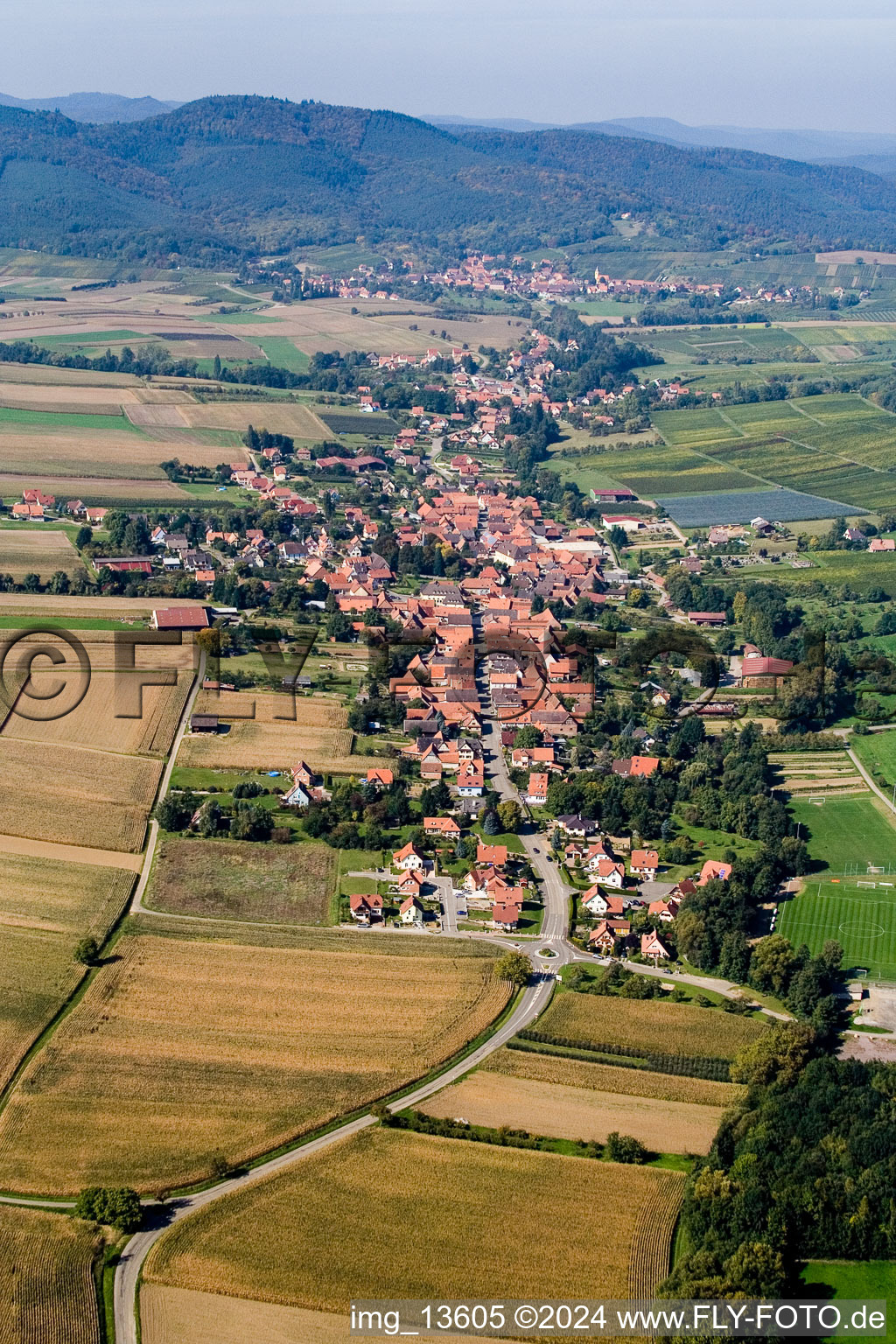 Steinseltz dans le département Bas Rhin, France depuis l'avion