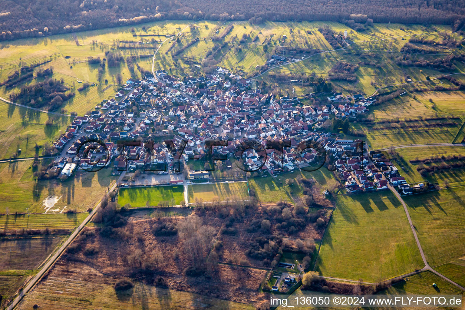 Vue aérienne de De l'est à le quartier Büchelberg in Wörth am Rhein dans le département Rhénanie-Palatinat, Allemagne