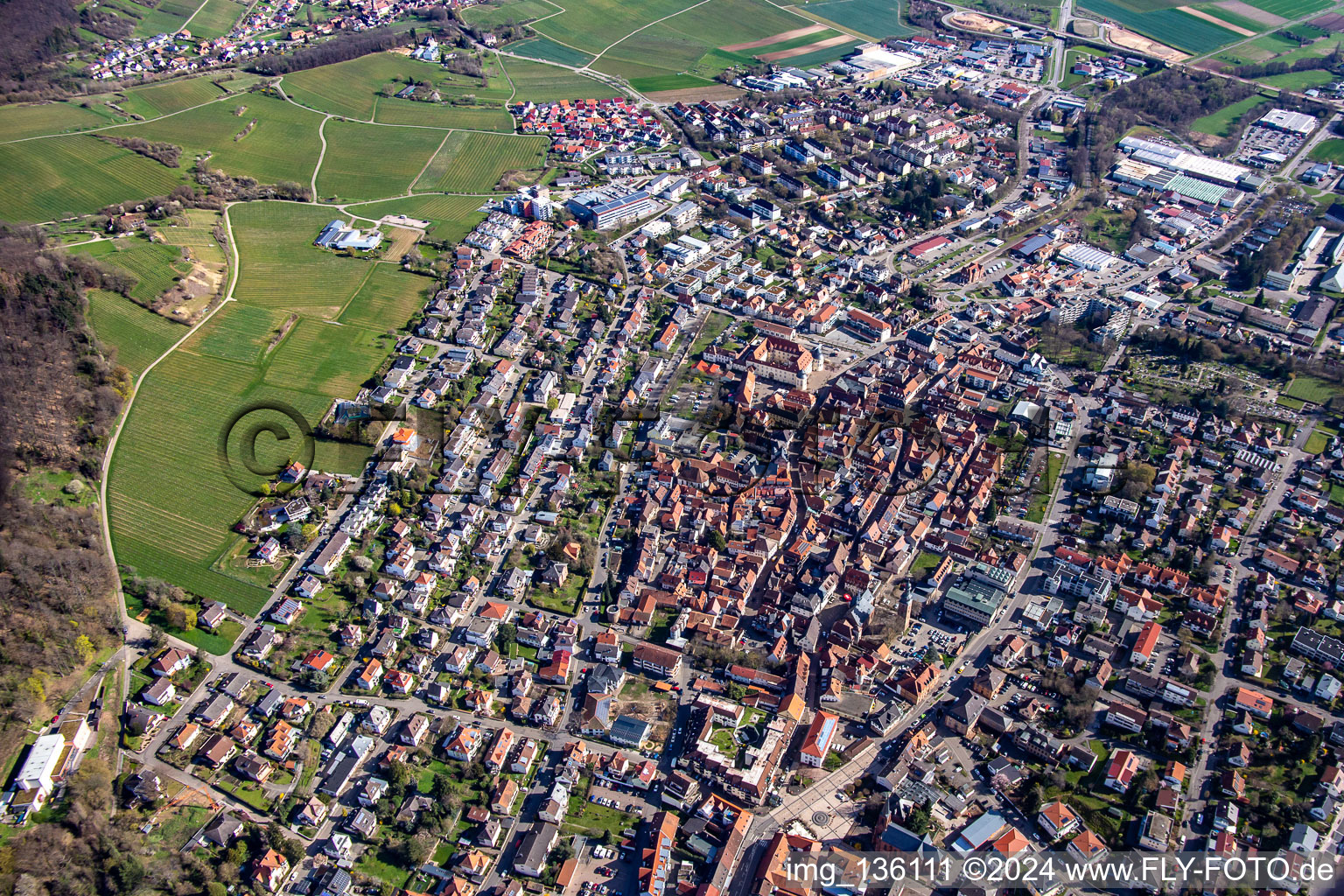 Vue aérienne de Pfalzgrafenstrasse Saarstr à Bad Bergzabern dans le département Rhénanie-Palatinat, Allemagne