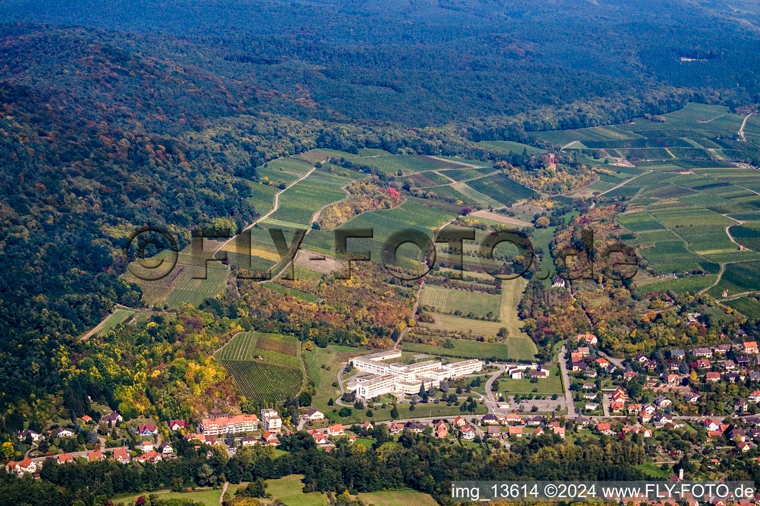 Vue aérienne de Sonnenberg après le silence à Wissembourg dans le département Bas Rhin, France