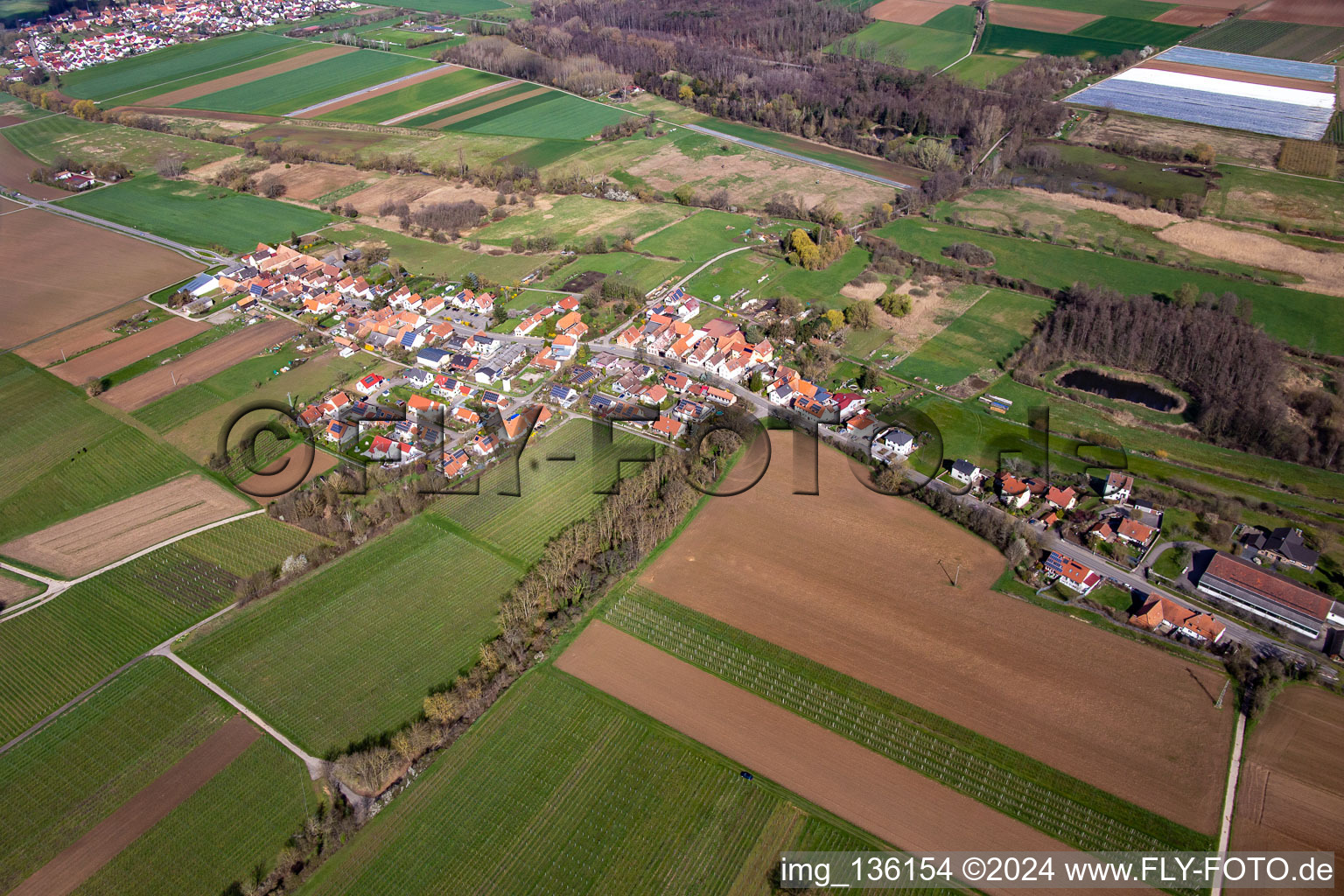 Vue aérienne de Du sud-est à Hergersweiler dans le département Rhénanie-Palatinat, Allemagne