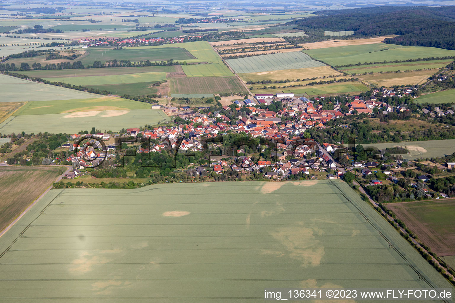 Vue aérienne de De l'est à le quartier Sargstedt in Halberstadt dans le département Saxe-Anhalt, Allemagne