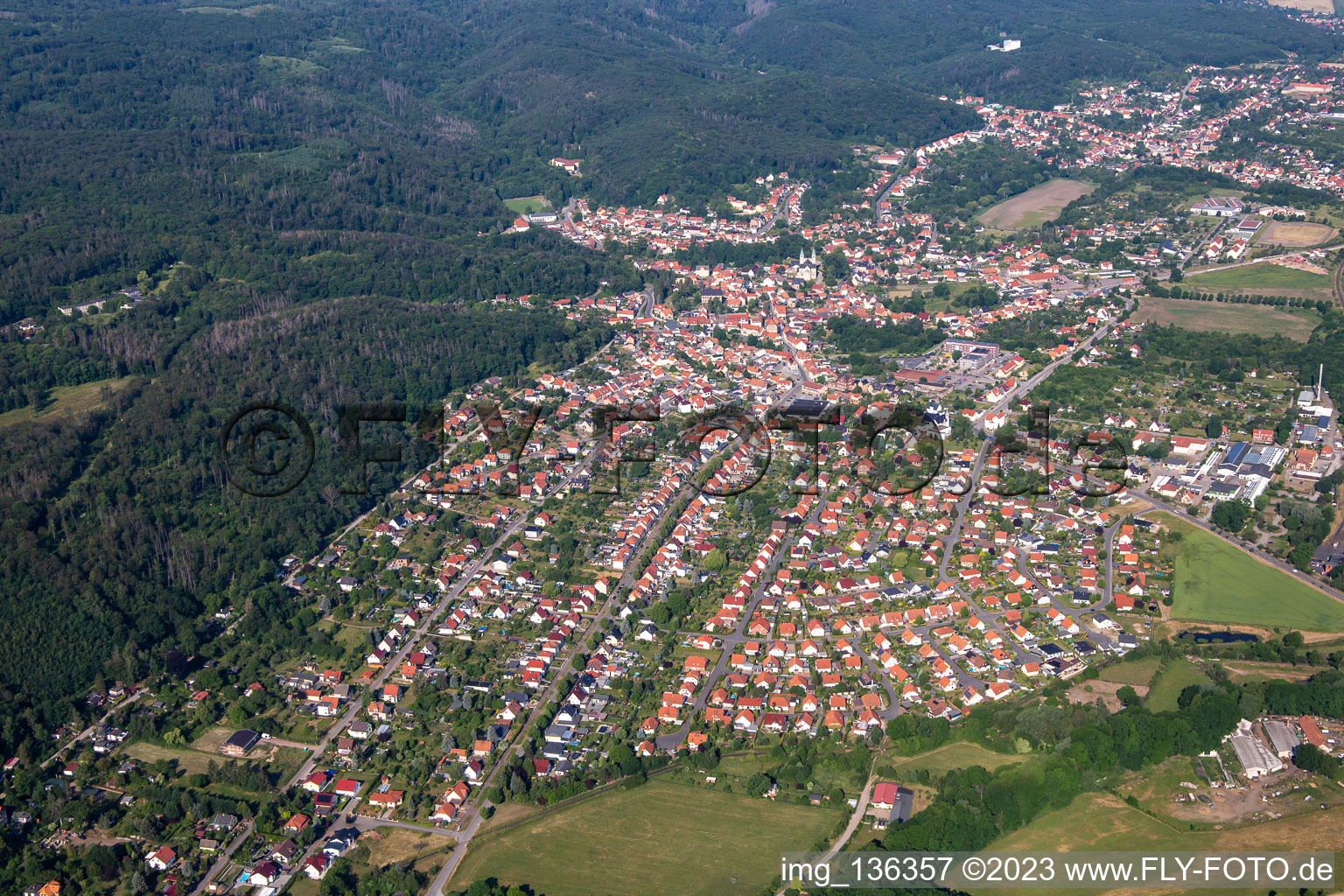 Vue aérienne de Osterallee à le quartier Gernrode in Quedlinburg dans le département Saxe-Anhalt, Allemagne